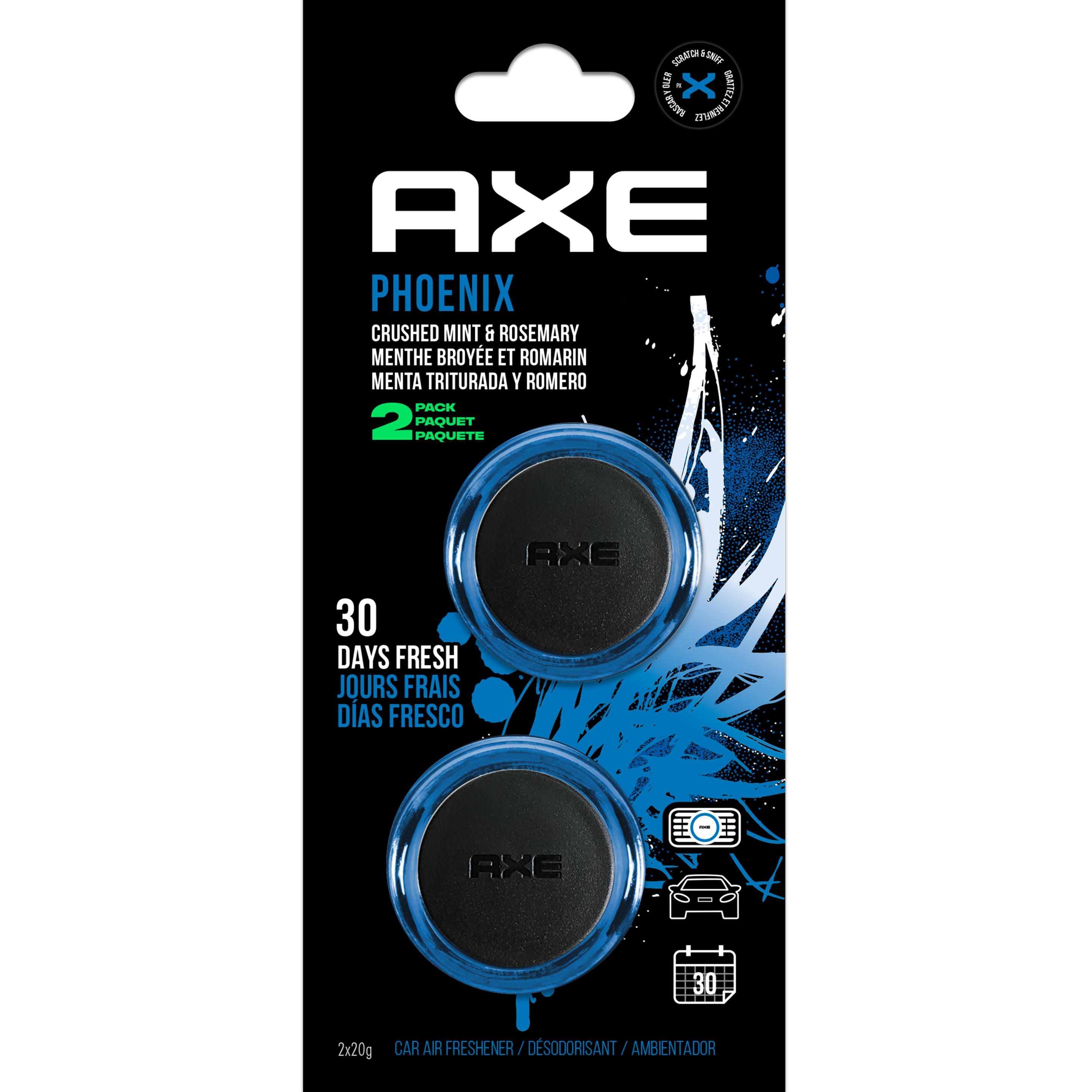AXE Phoenix Mini Vent Car Air Freshener, 2 pack