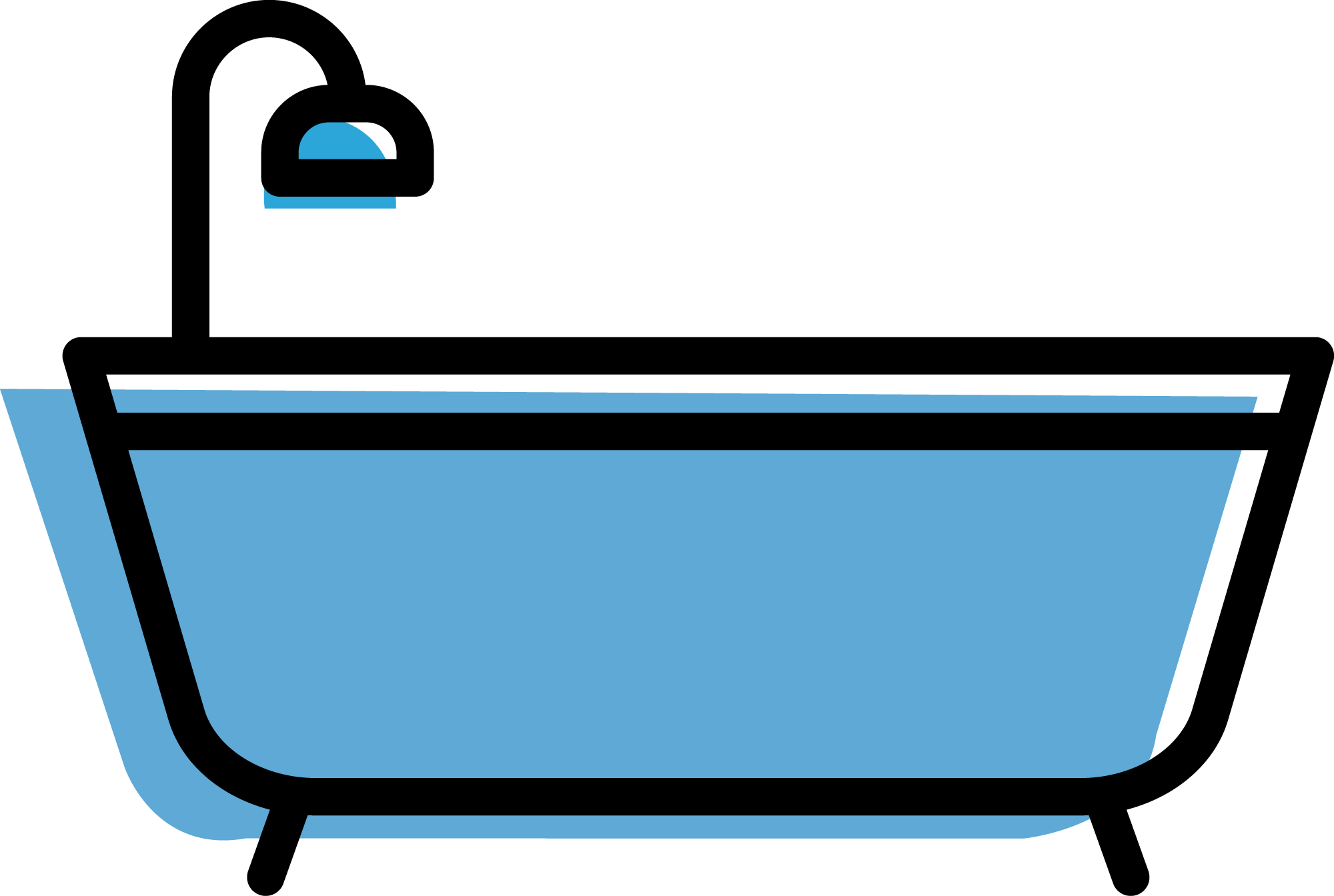 digitally drawn bath tub with water filled