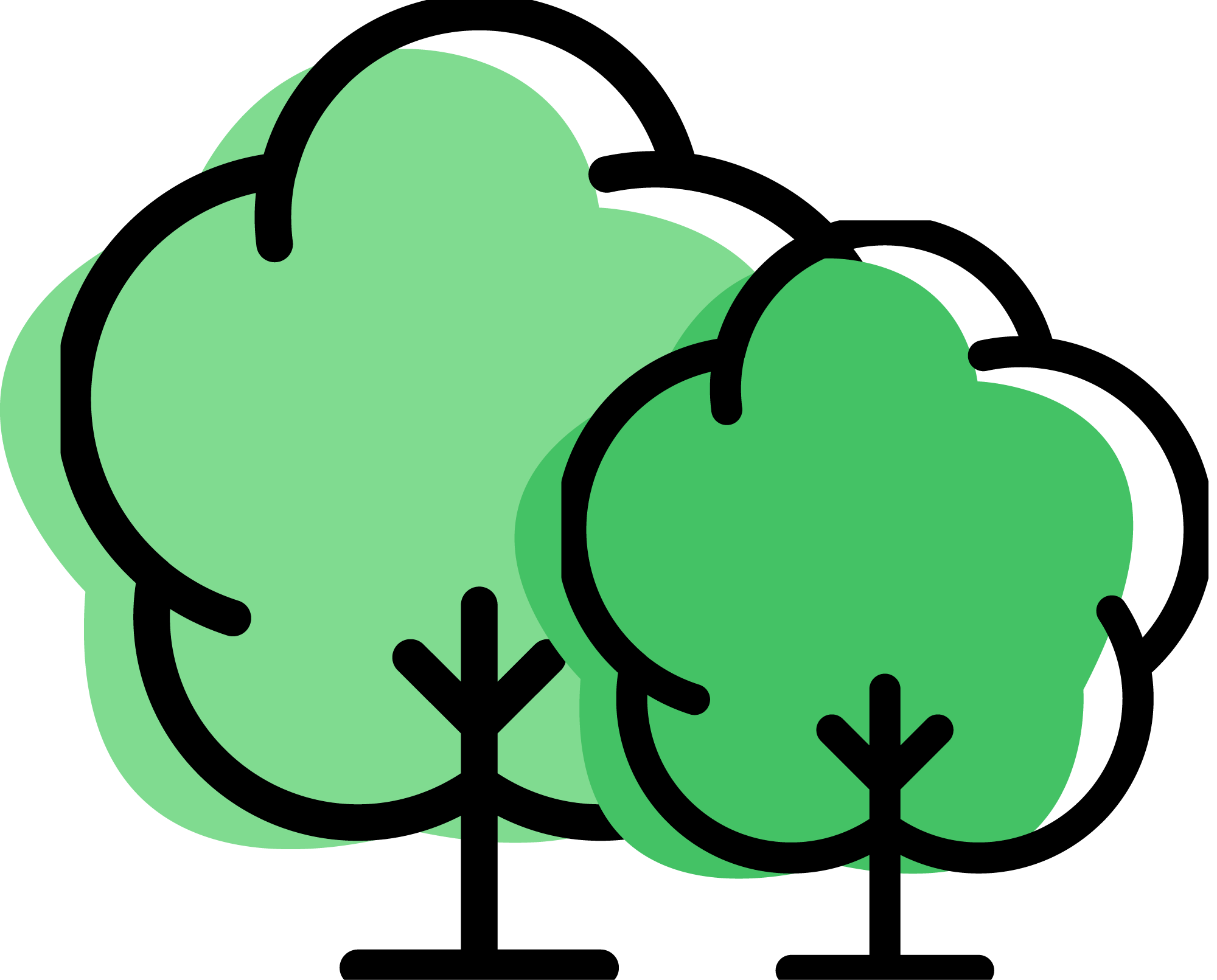digitally drawn two green trees