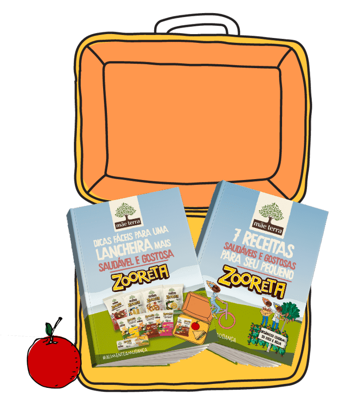 E-book Mãe Terra dentro de uma lancheira de criança