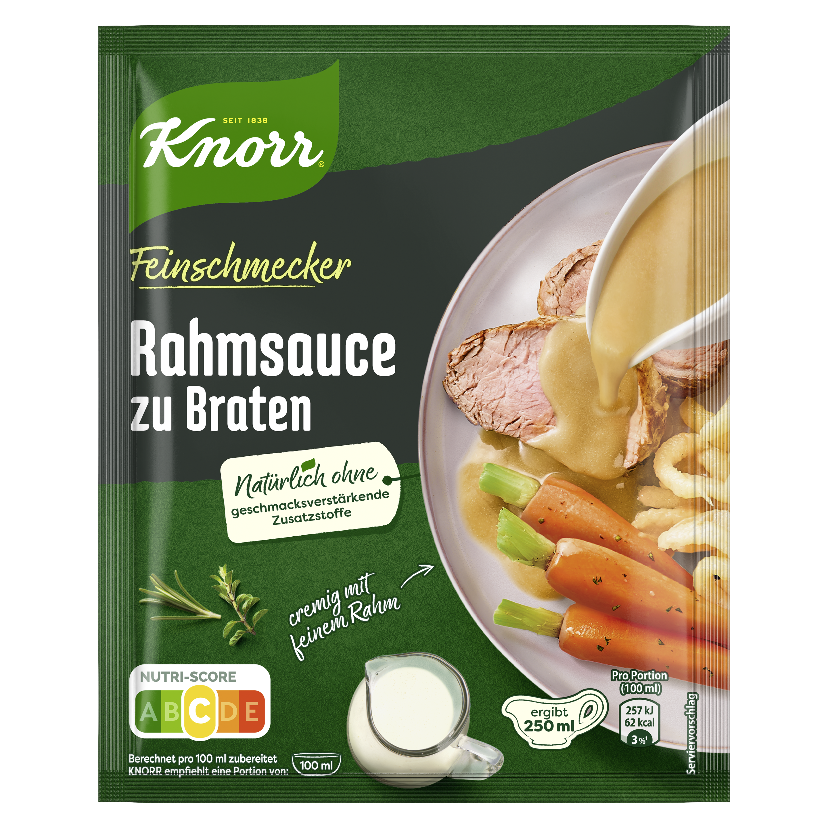 Knorr Feinschmecker Rahmsauce zu Braten ergibt 250 ml