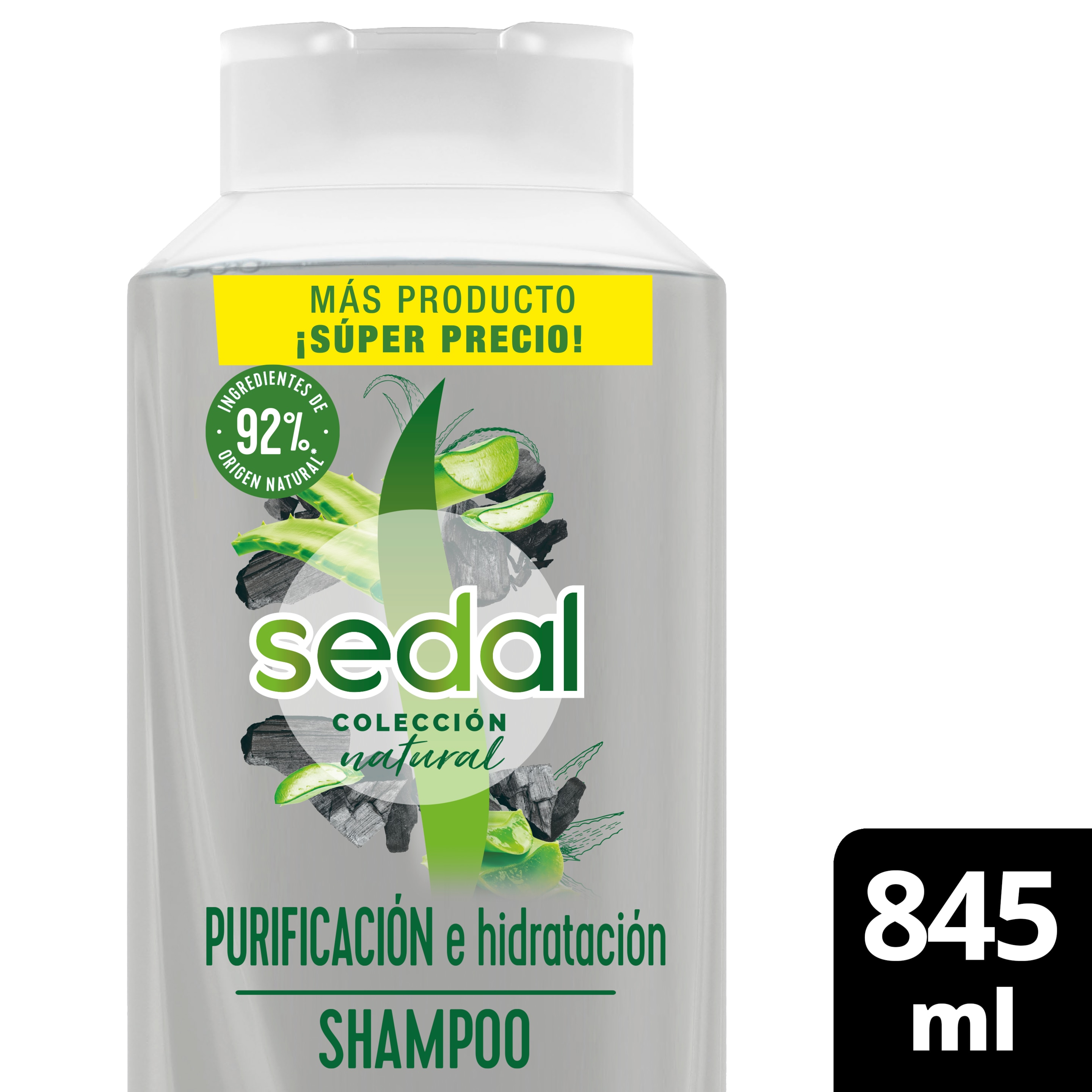 Shampoo Sedal Purificación e Hidratación Carbón Activado y Aloe 845ml