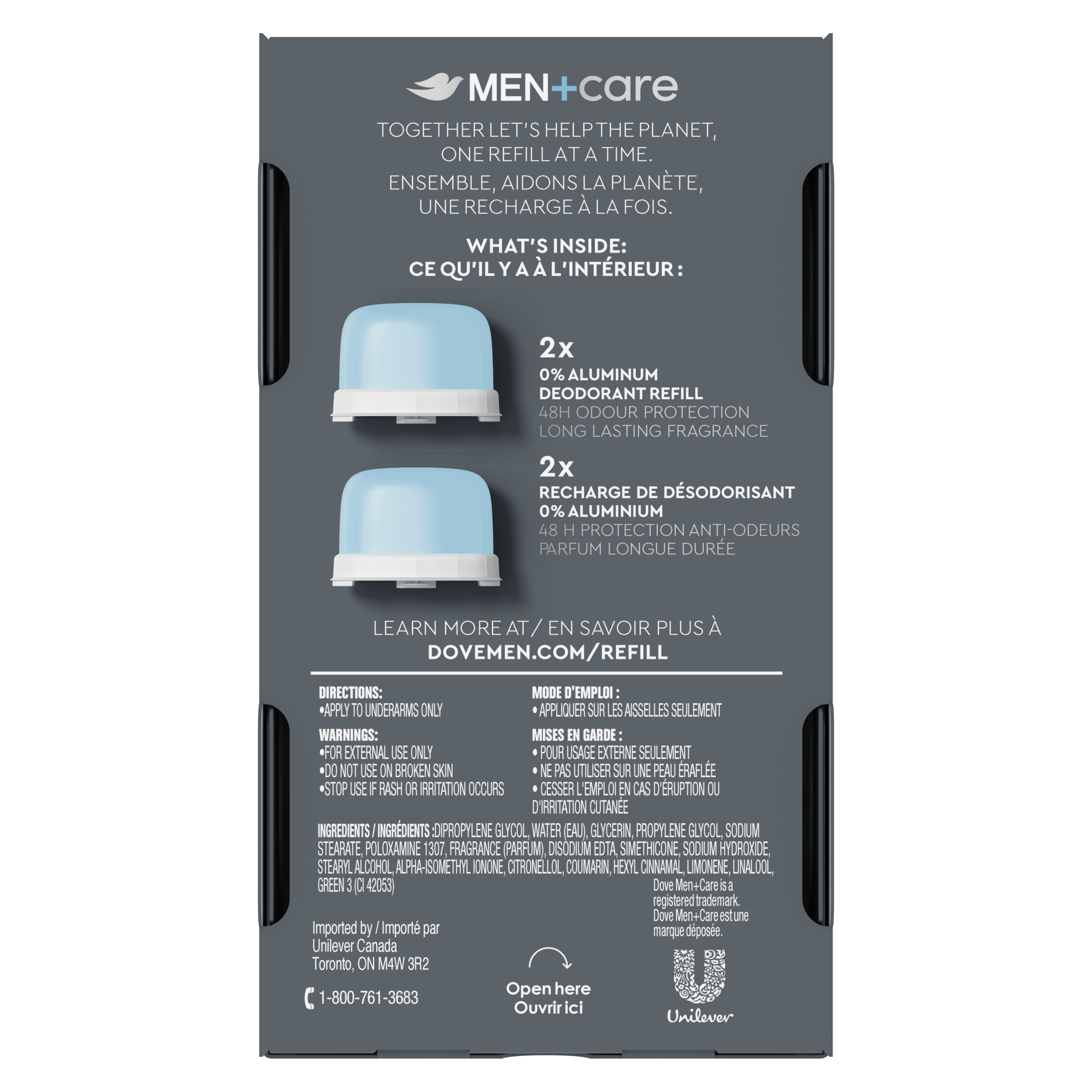 Dove Men+Care Stick Deodorant Refills 0% Aluminum Clean Touch Refill Kit