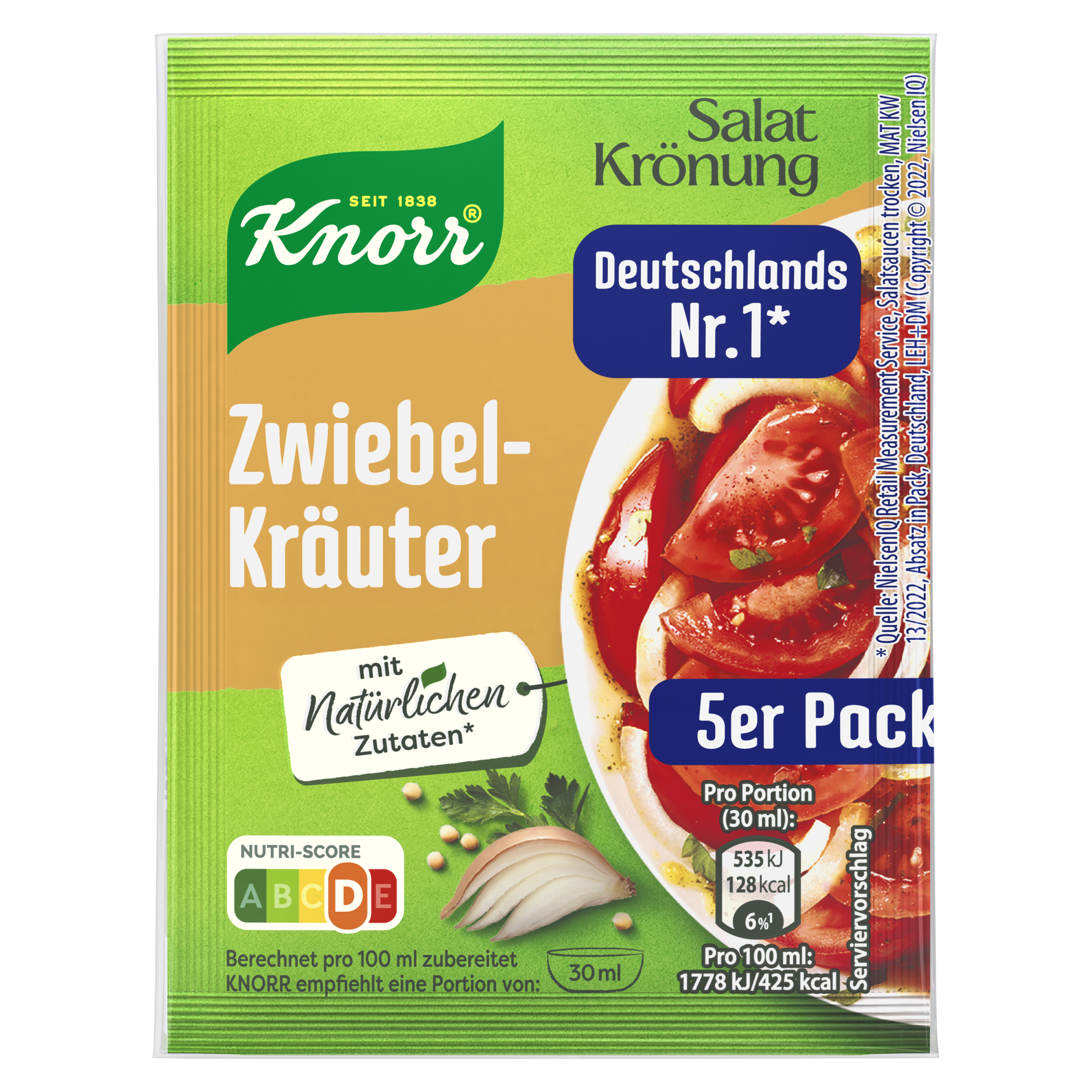 Knorr Salatkrönung Zwiebel Kräuter Dressing 5er-Pack ergibt 450 ml
