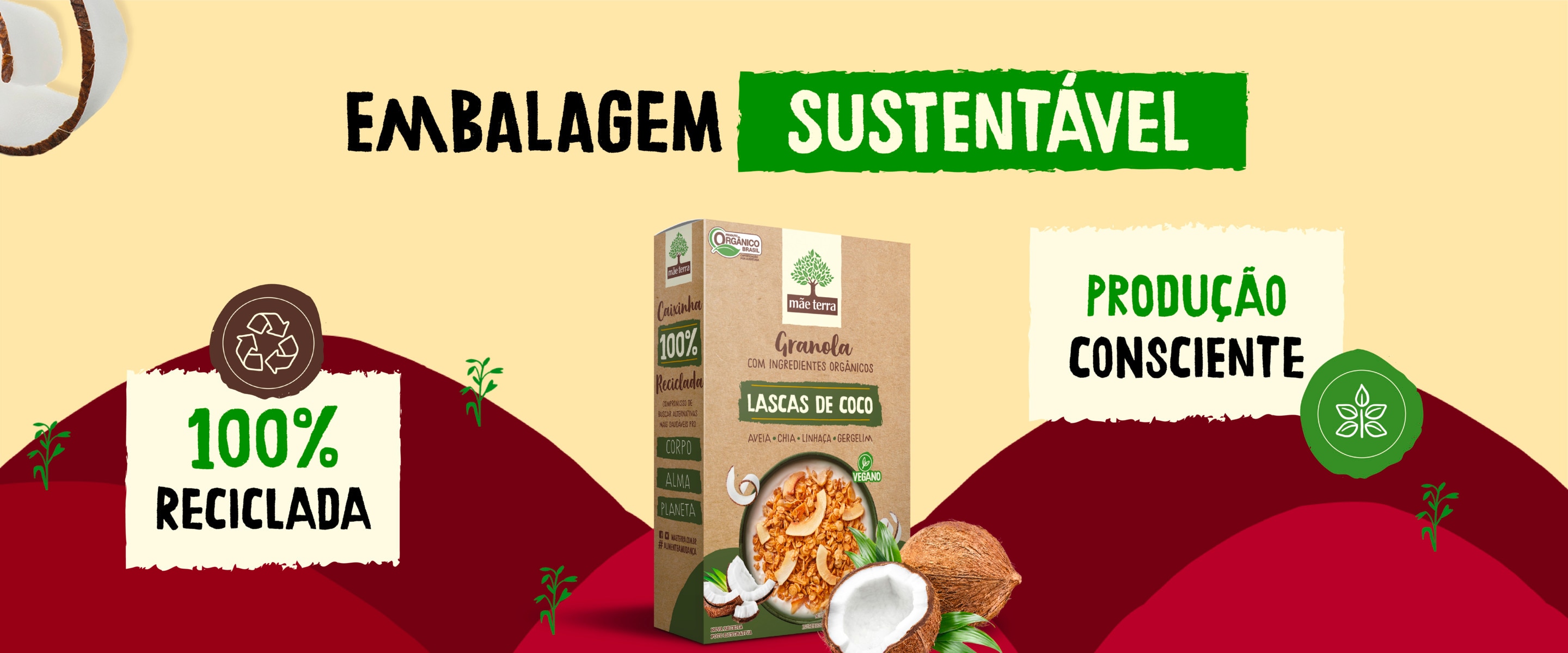 Produção consciente das embalagens sustentáveis e 100% recicladas das Granolas Mãe Terra