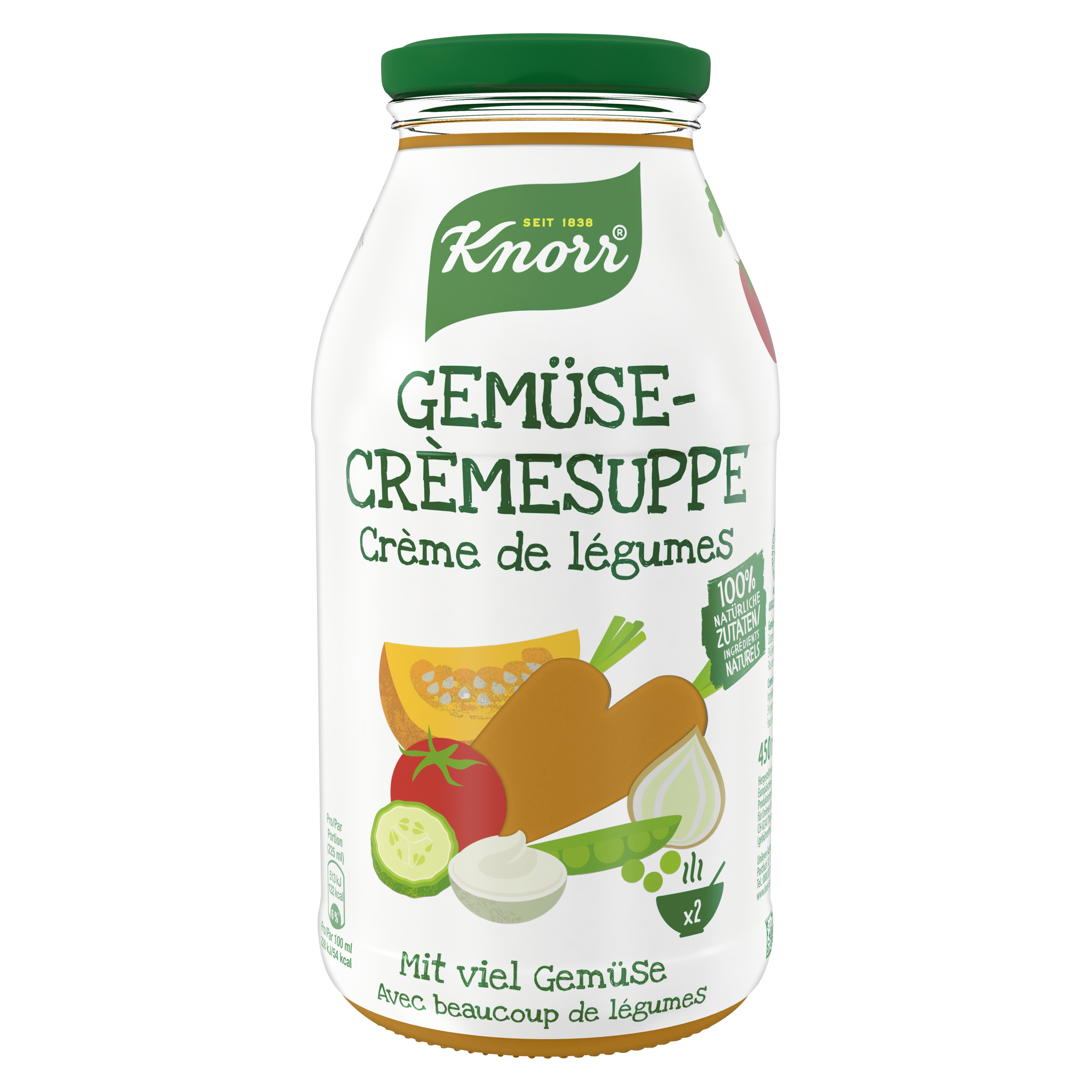 KNORR 100% natürliche Zutaten Gemüse-Crèmesuppe 450 ml Glas 2 Portionen