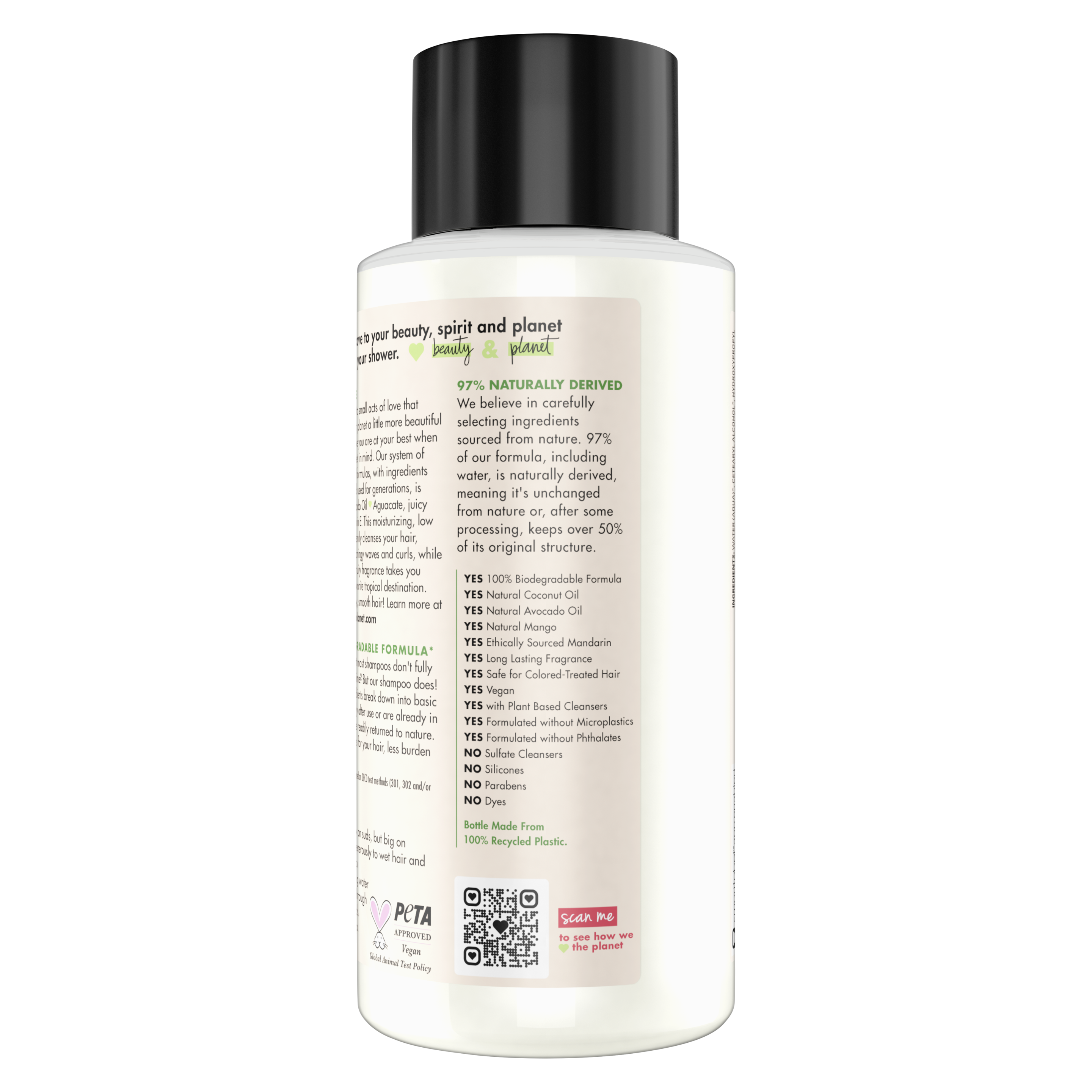 Back of shampoo pack Love Beauty Planet Sulfate Free Avocado & Mango Shampoo Ultra-Nourishing 13.5oz