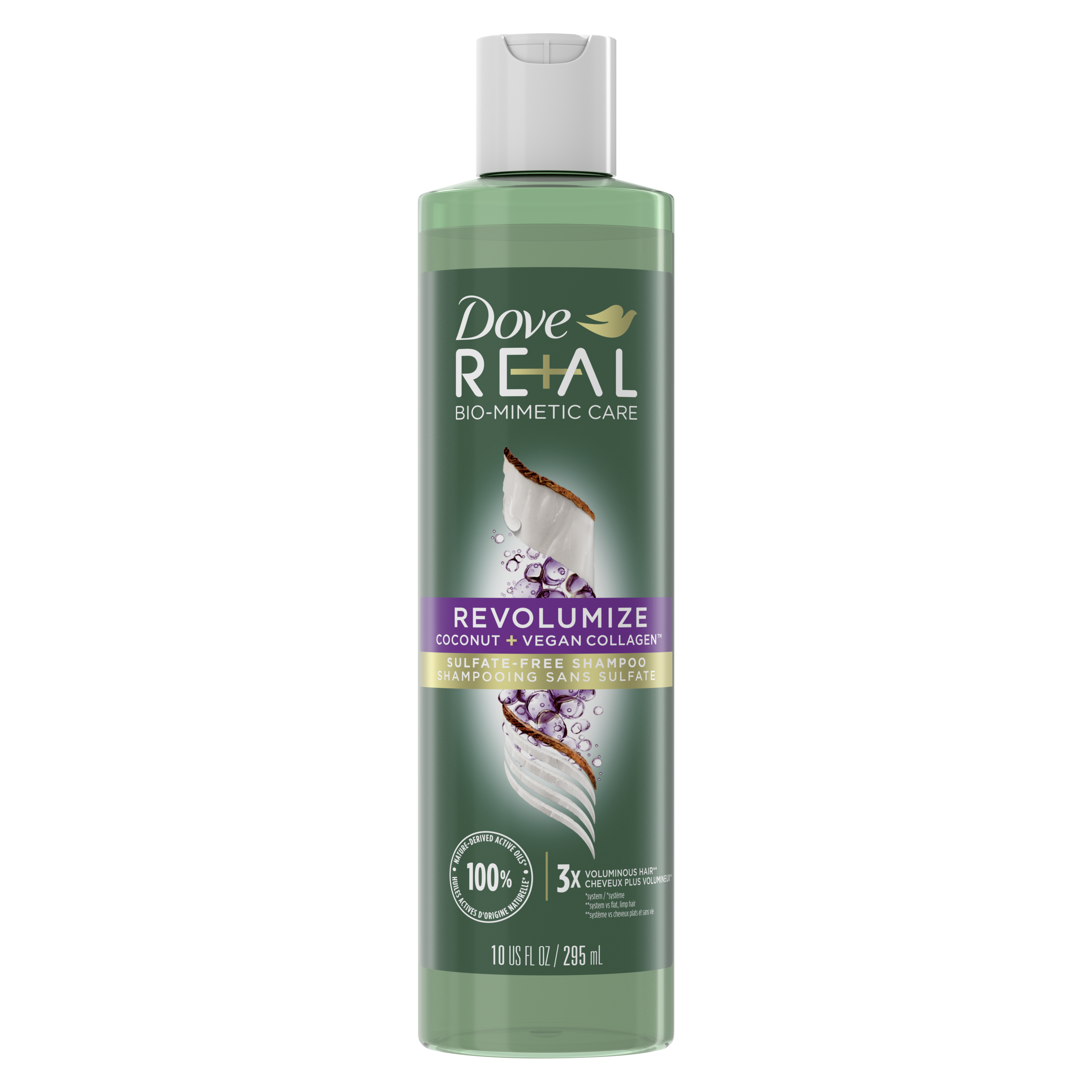 Dove RE+AL Bio-Mimetic Revolumize Coconut + Vegan Collagen Sulfate-Free Shampoo