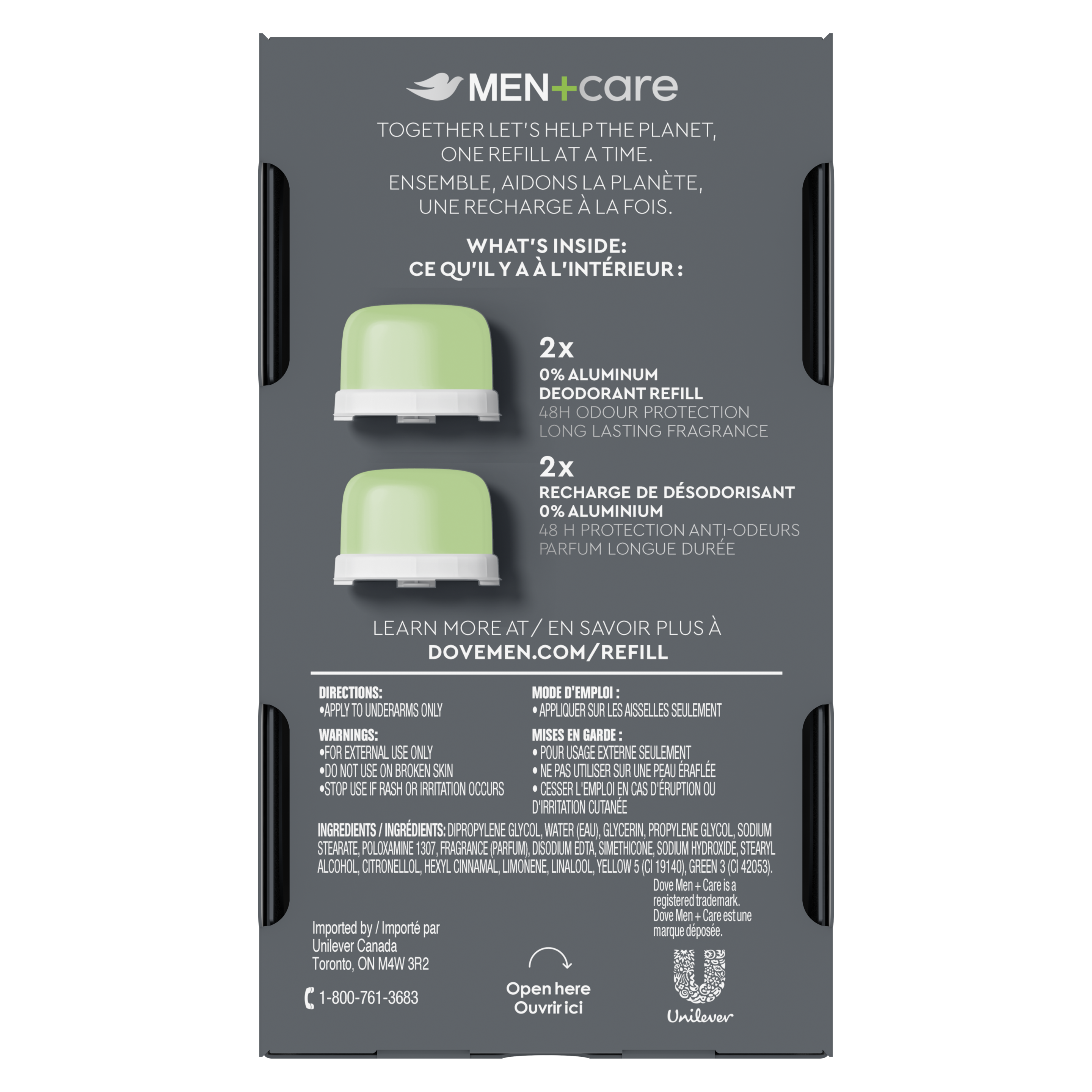 Dove Men+Care Stick Deodorant Refills 0% Aluminum Feel Fresh Refill Kit