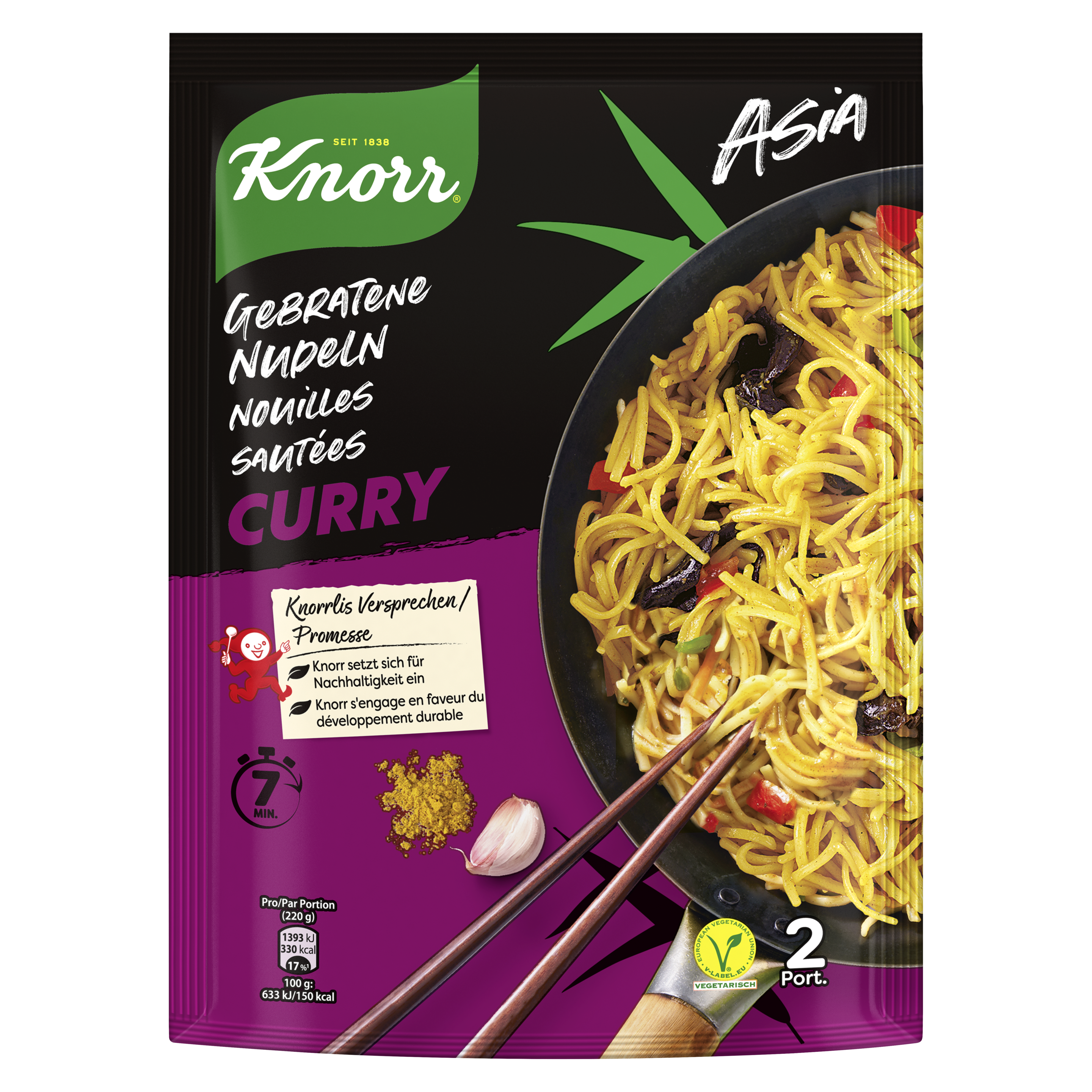 KNORR Asia nouilles sautées Curry sachet 1-2 portions