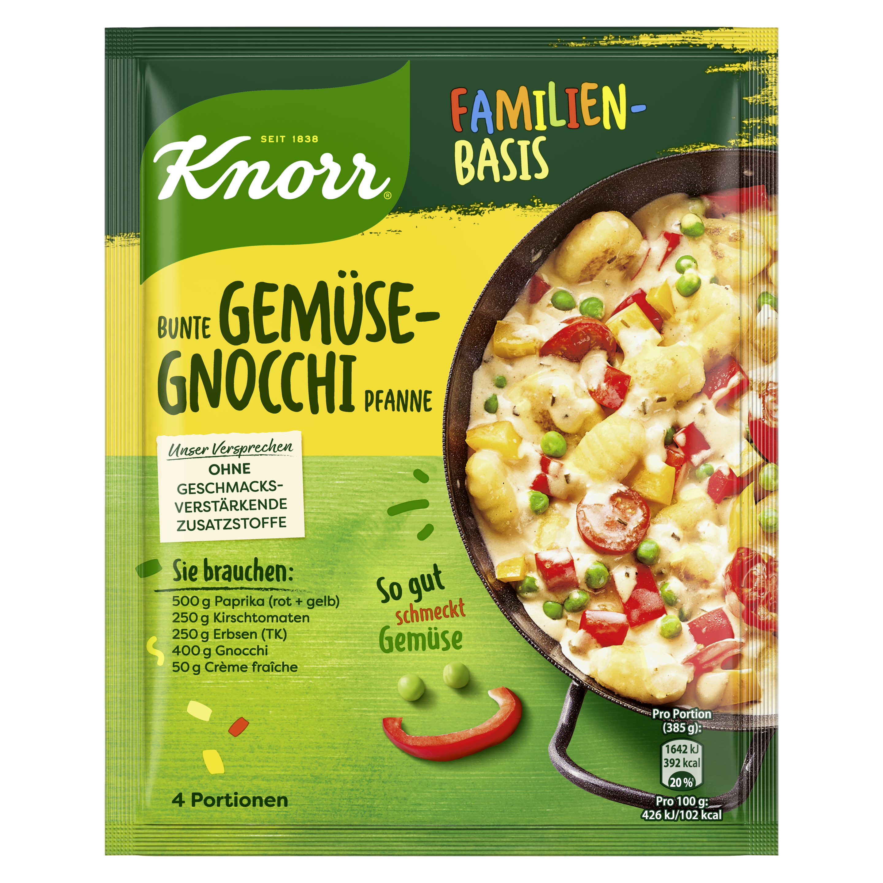 Knorr Familienbasis Bunte Gemüse-Gnocchi-Pfanne 4 Portionen