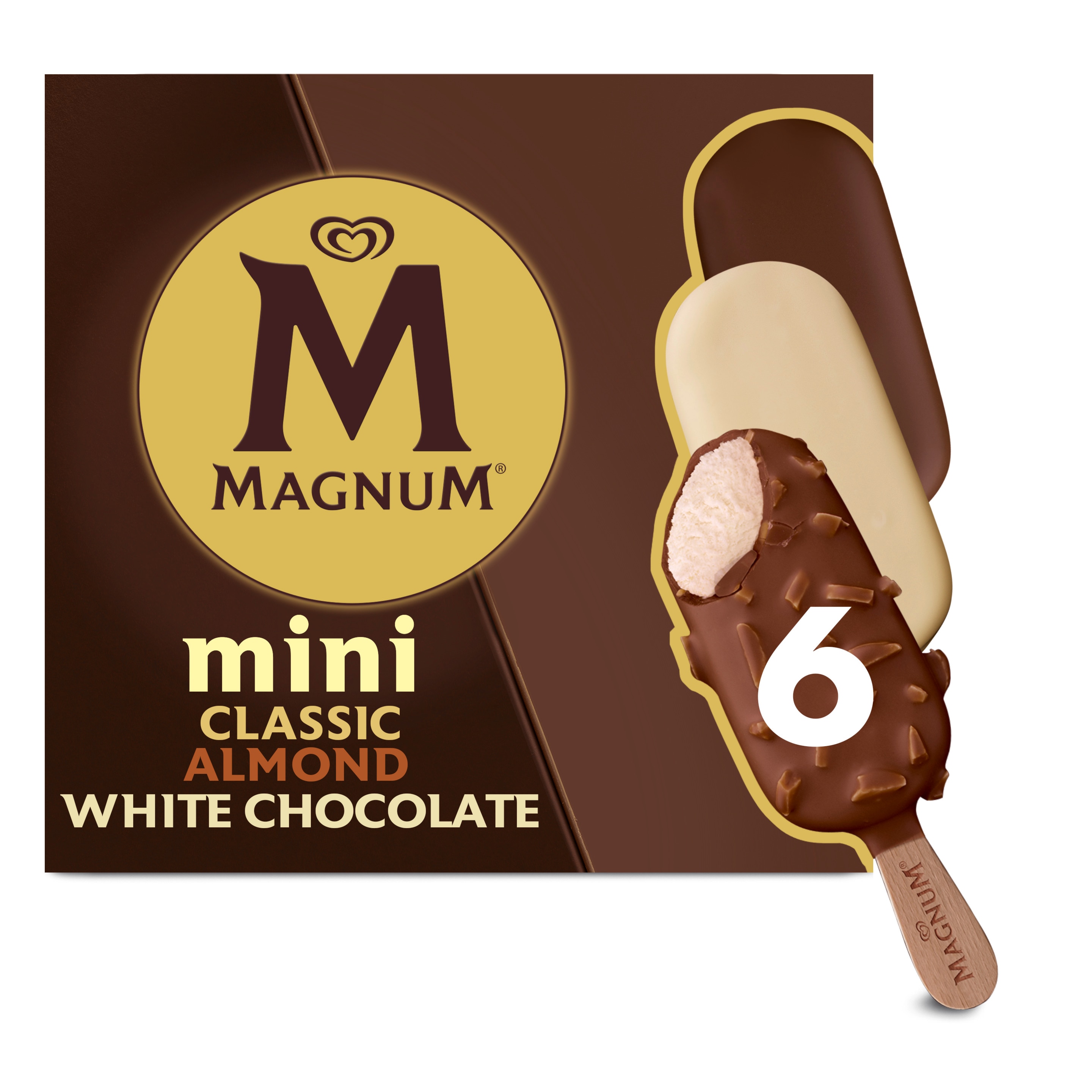 Magnum Mini Classic, Almond & White Ice Cream 6 x 55ml