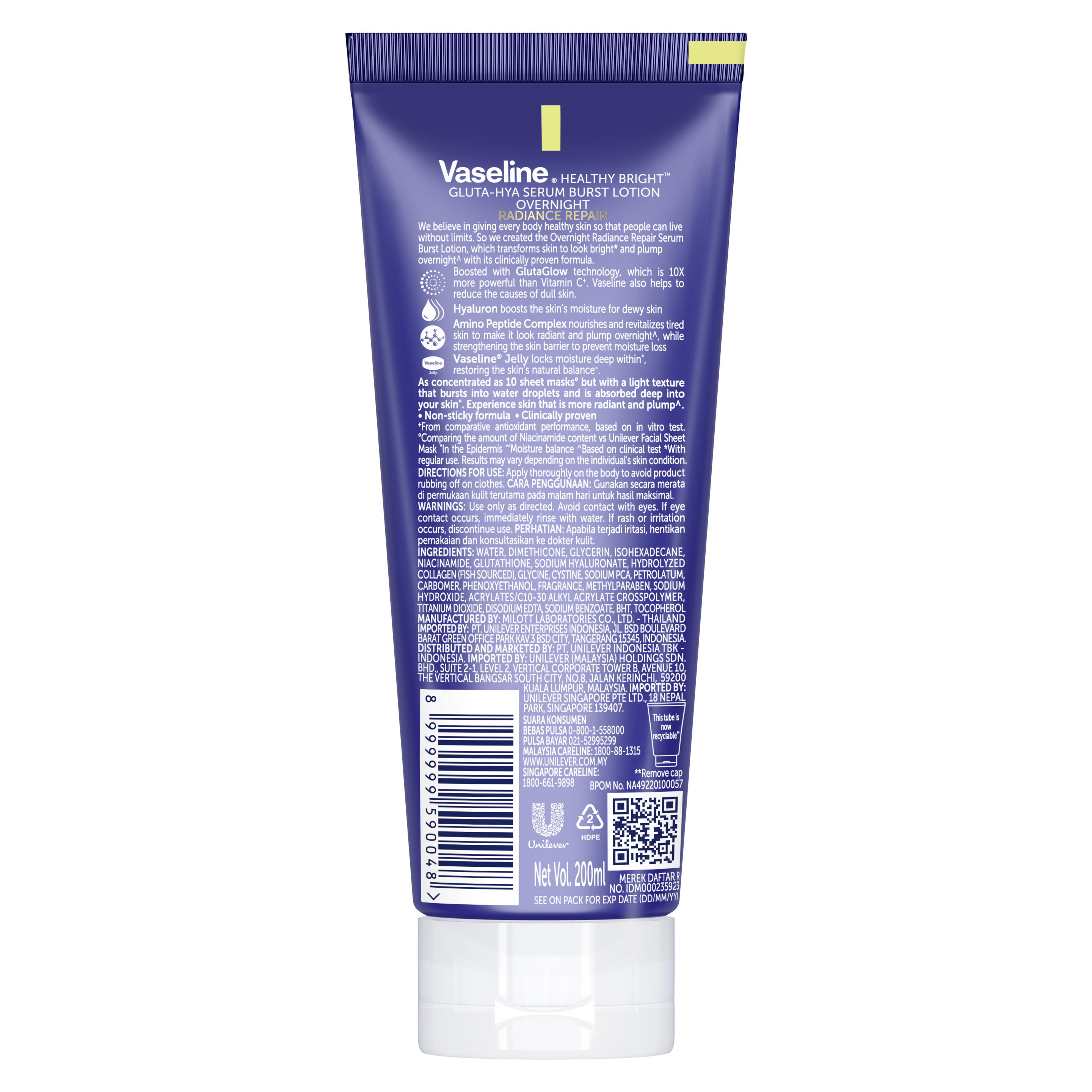 Vaseline Gluta Hya Overnight back