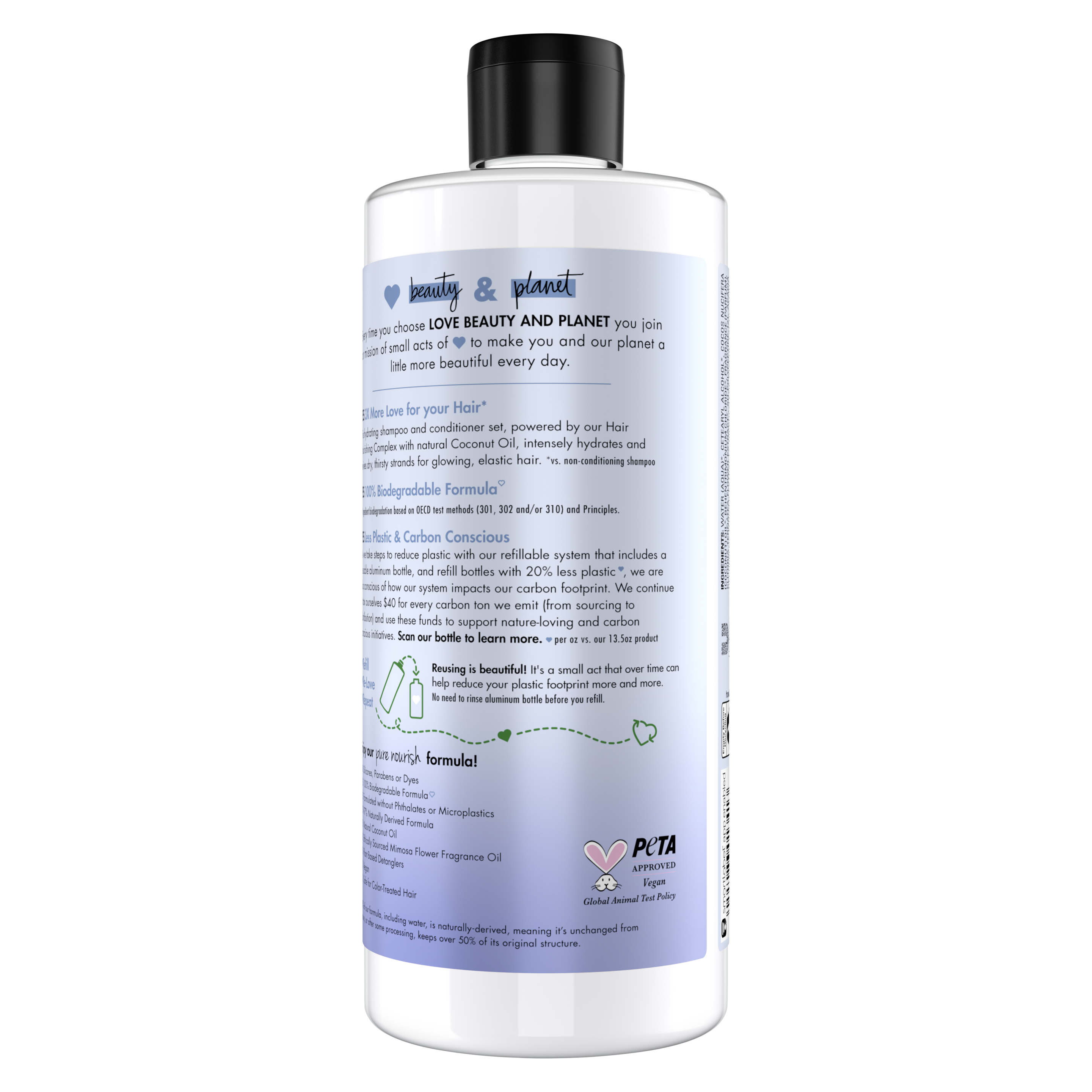 Back of conditioner pack Love Beauty Planet Sea Kelp & Collagen Conditioner Deep Hydration Refill 22oz