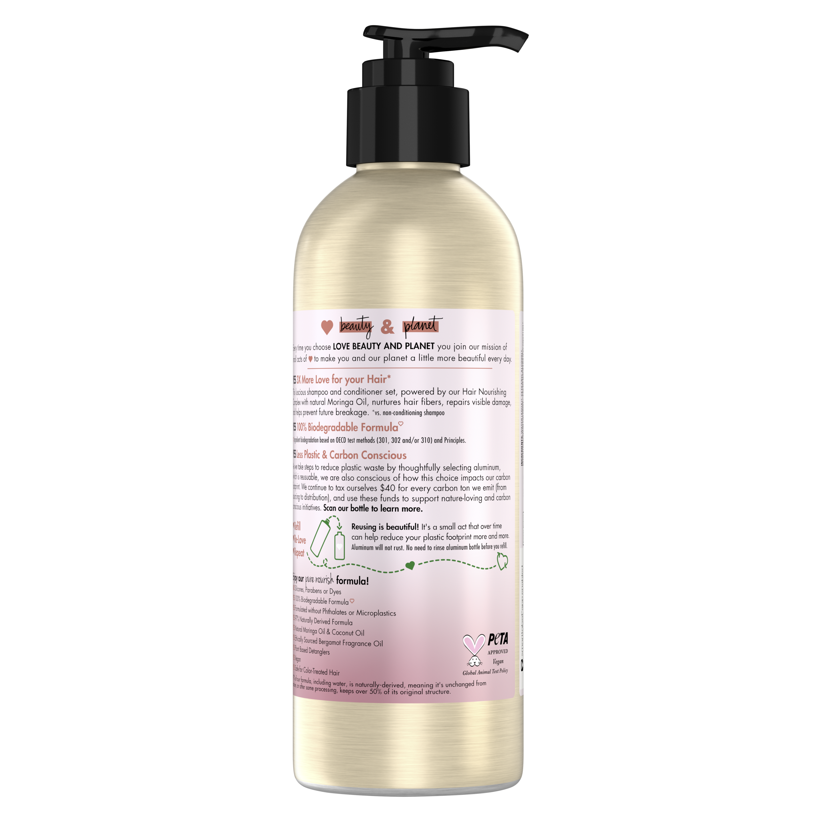 Back of conditioner pack Love Beauty Planet Moringa Oil & Vitamin B5 Conditioner Advanced Repair 10.5oz
