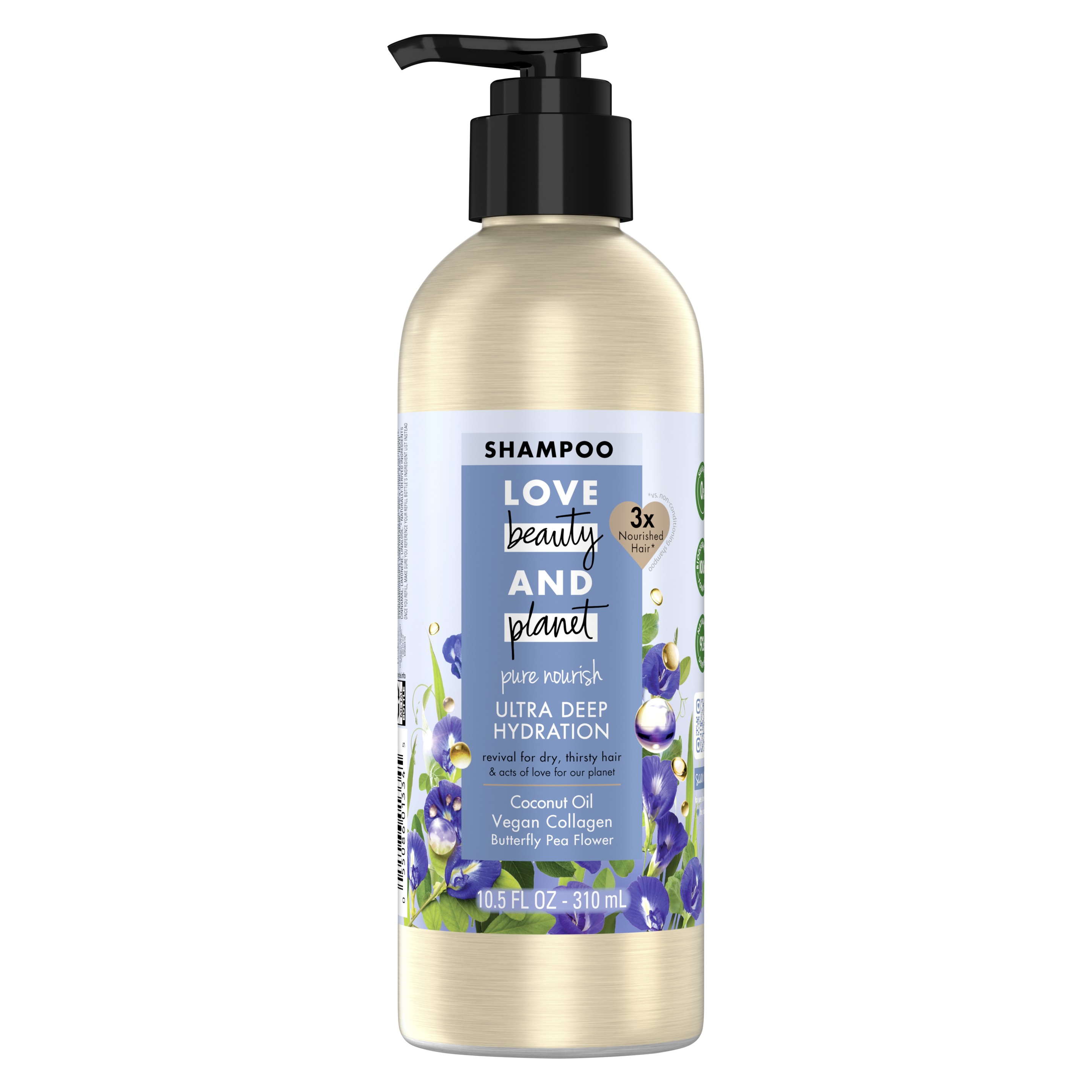 Front of shampoo pack Love Beauty Planet Sulfate Free Sea Kelp & Collagen Shampoo Deep Hydration 10.5oz