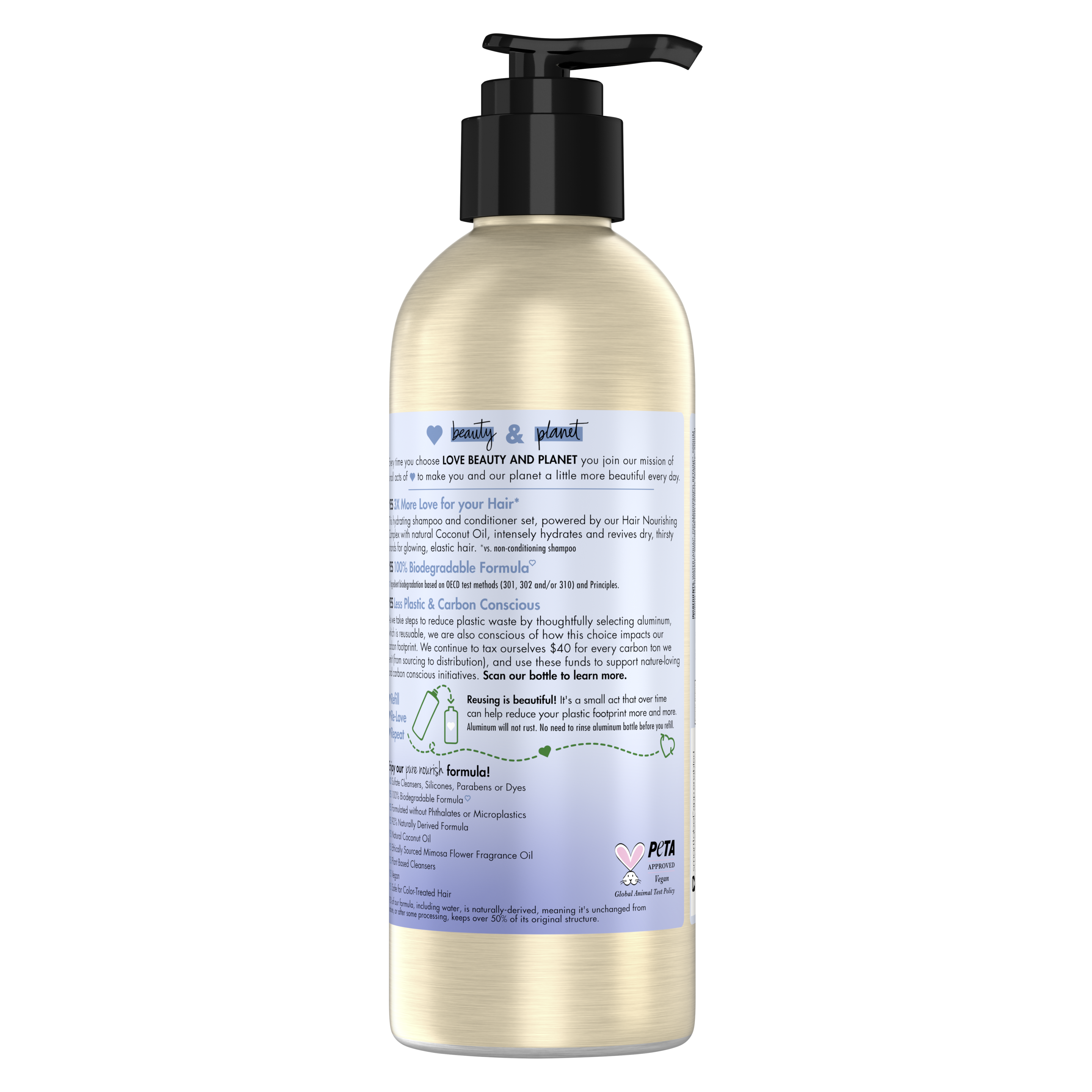 Back of shampoo pack Love Beauty Planet Sulfate Free Sea Kelp & Collagen Shampoo Deep Hydration 10.5oz