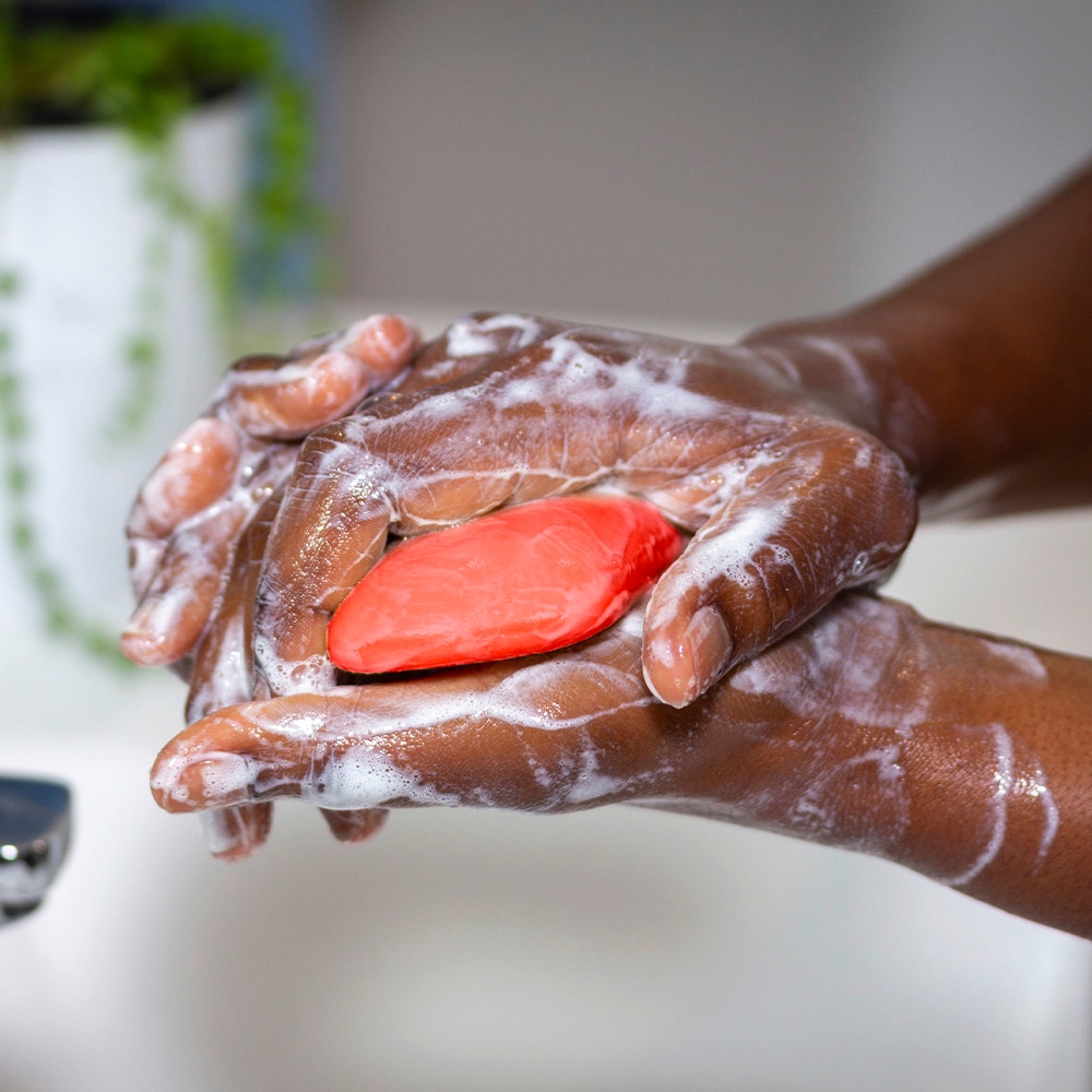 Handwashing with a bar soap
