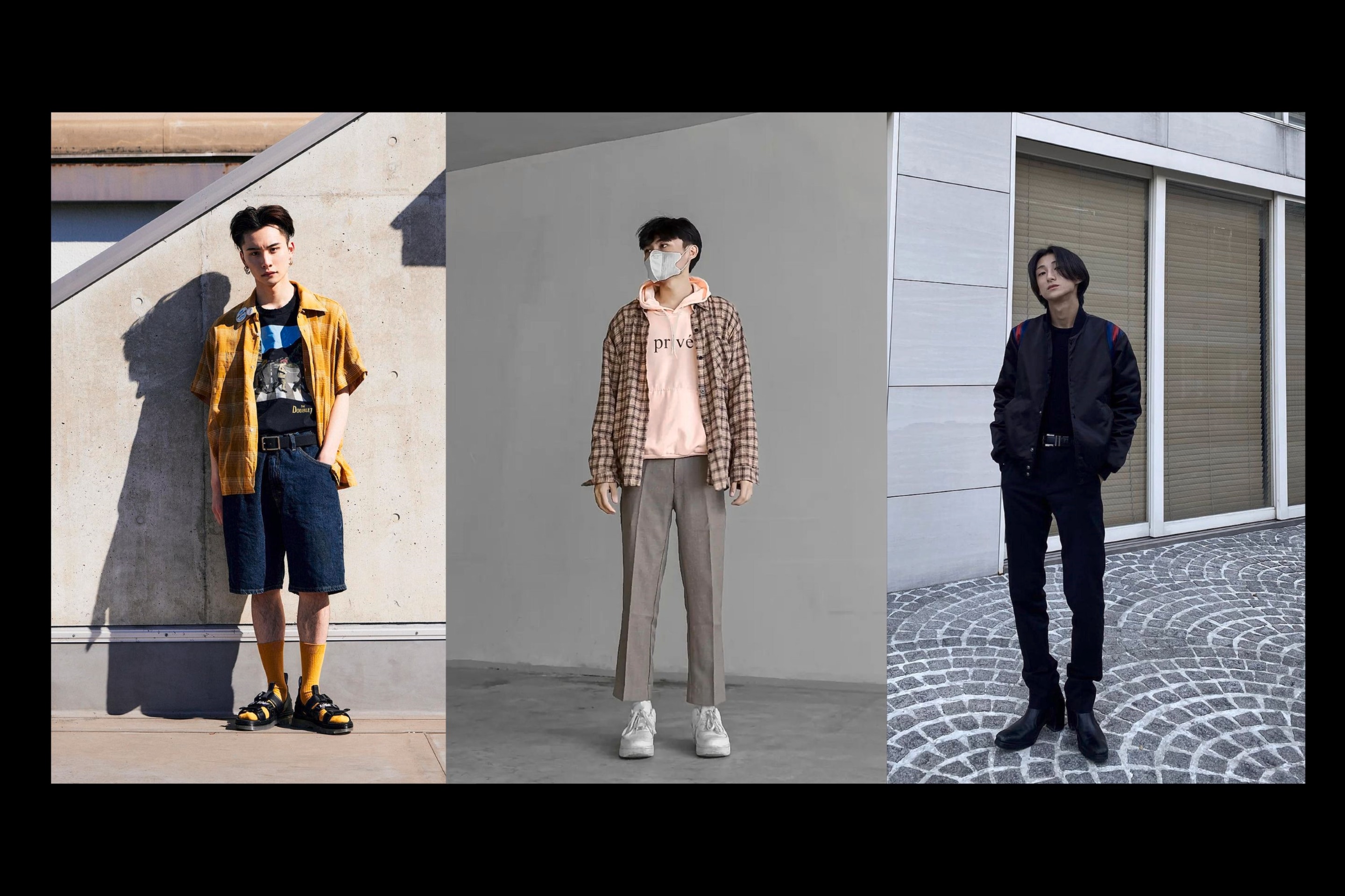 pria asia dengan gaya street style fashion yang keren