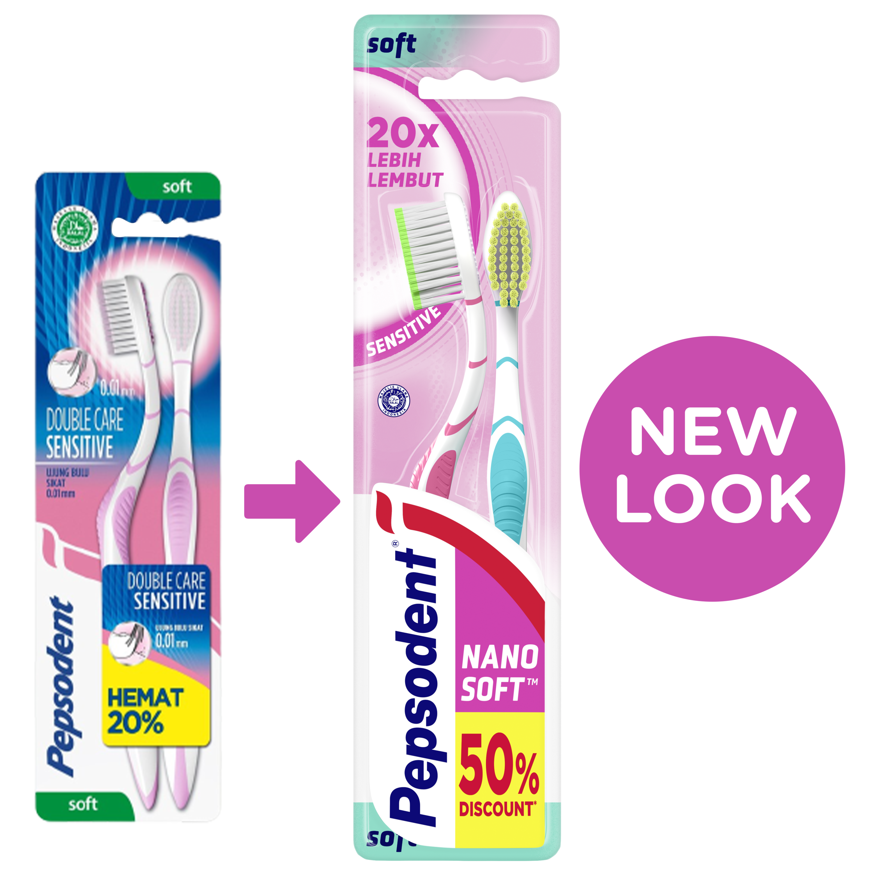 Sikat Gigi Pepsodent Nanosoft Sensitive Soft Multipack isi 2