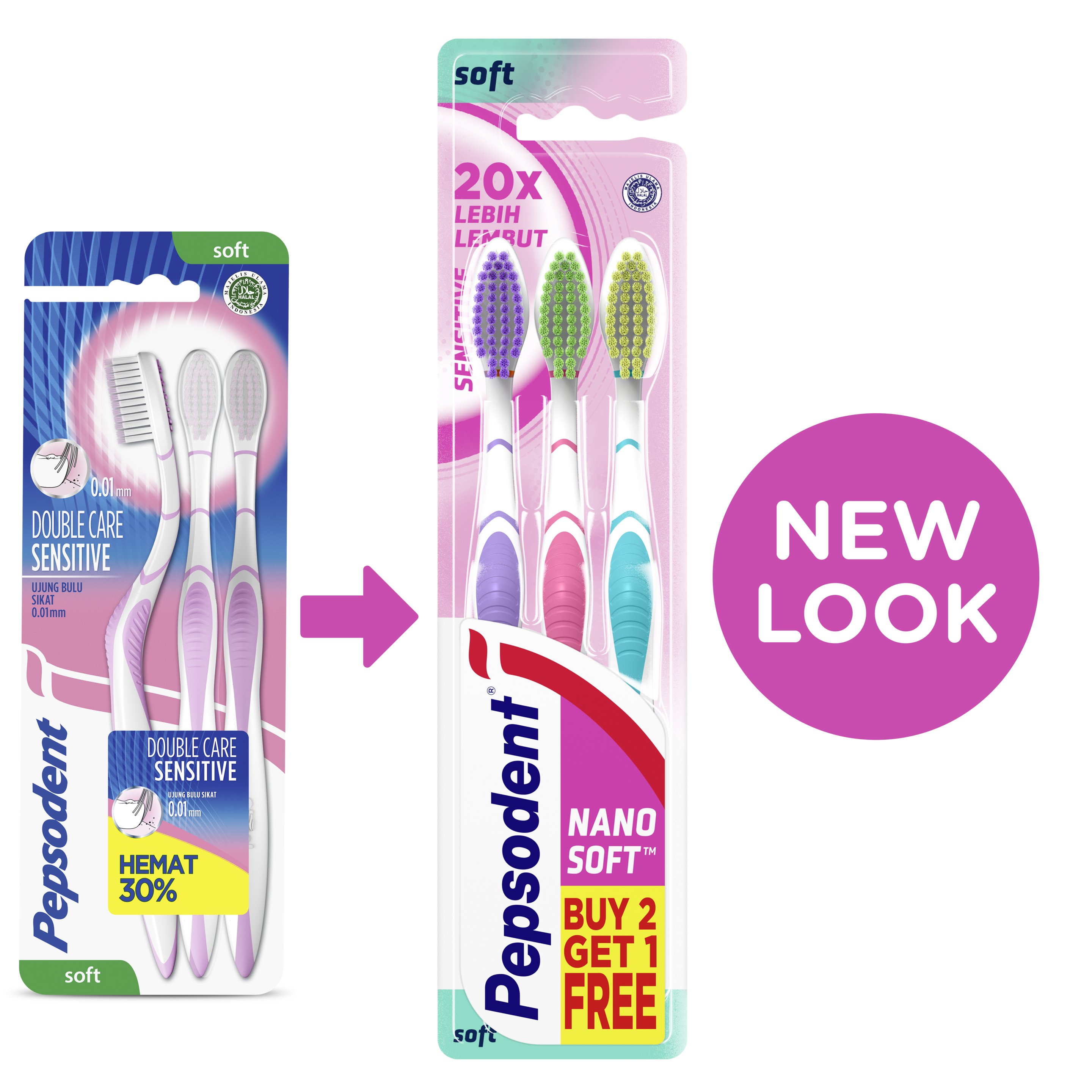 Sikat Gigi Pepsodent Nanosoft Sensitive Soft Multipack isi 3