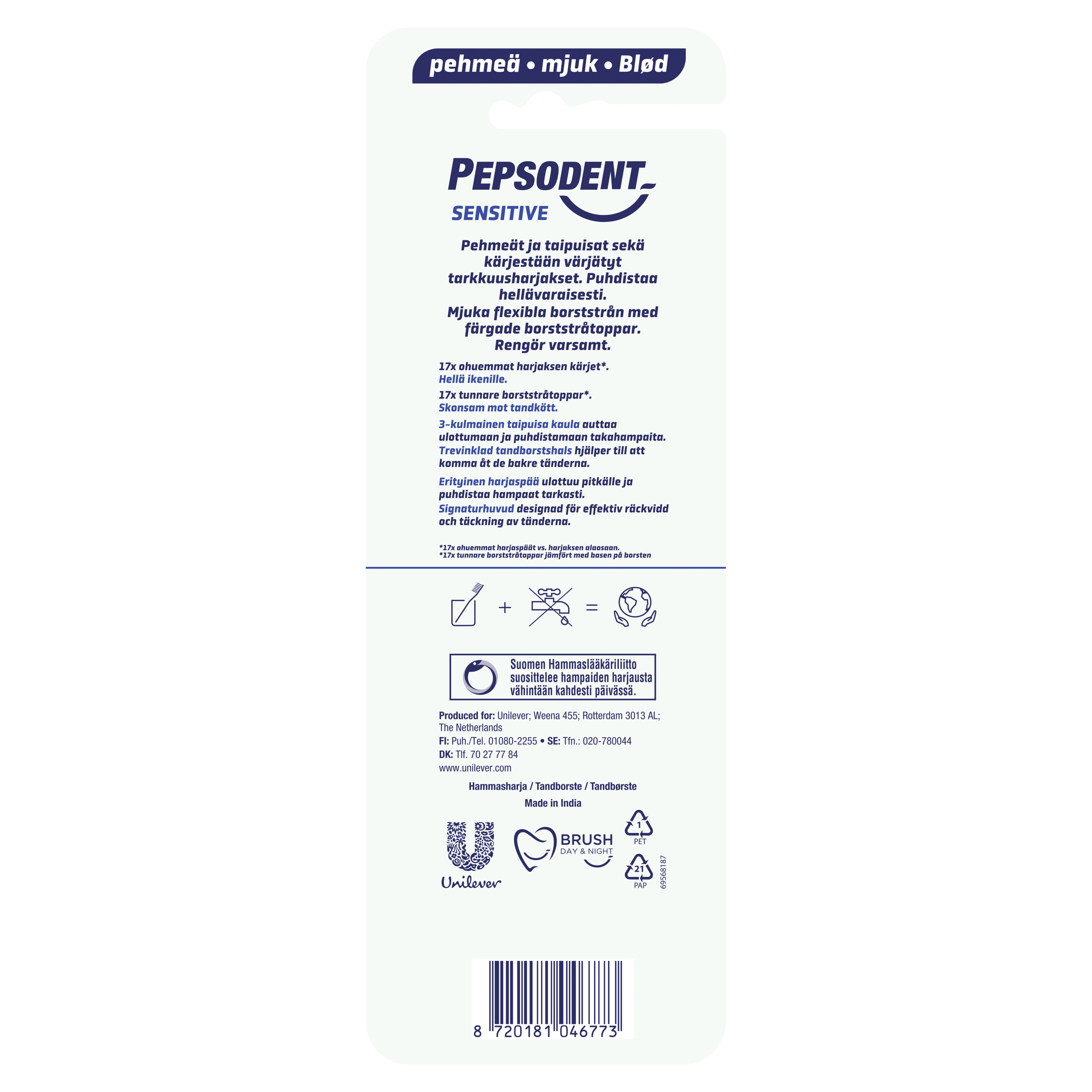 Pepsodent hammasharja Slim Care Sensitive 3-pack