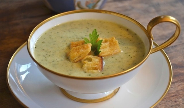 Cucumber Gazpacho with Mustard Croutons