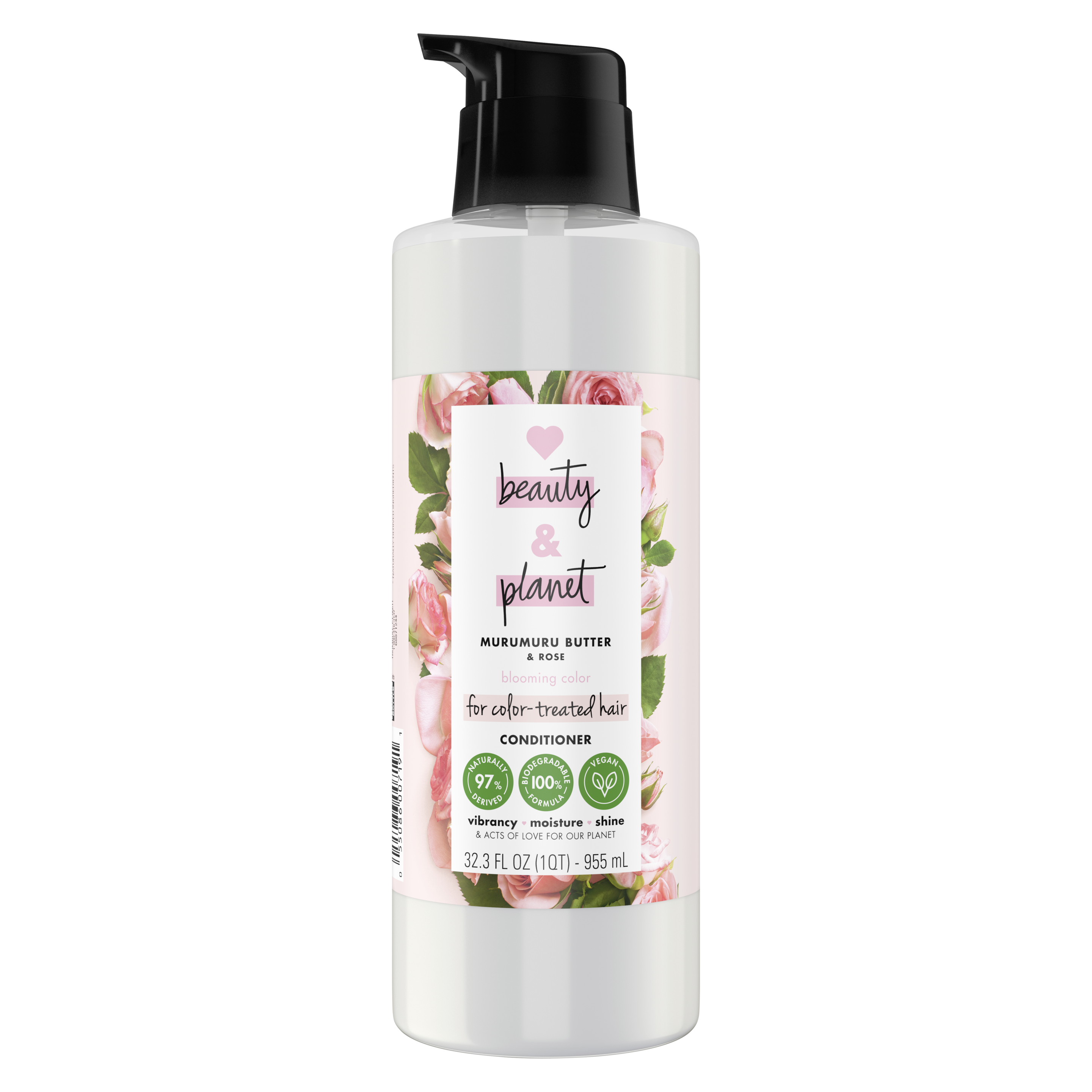Front of conditioner pack Love Beauty Planet Murumuru Butter & Rose Oil Conditioner Blooming Color 32.3oz
