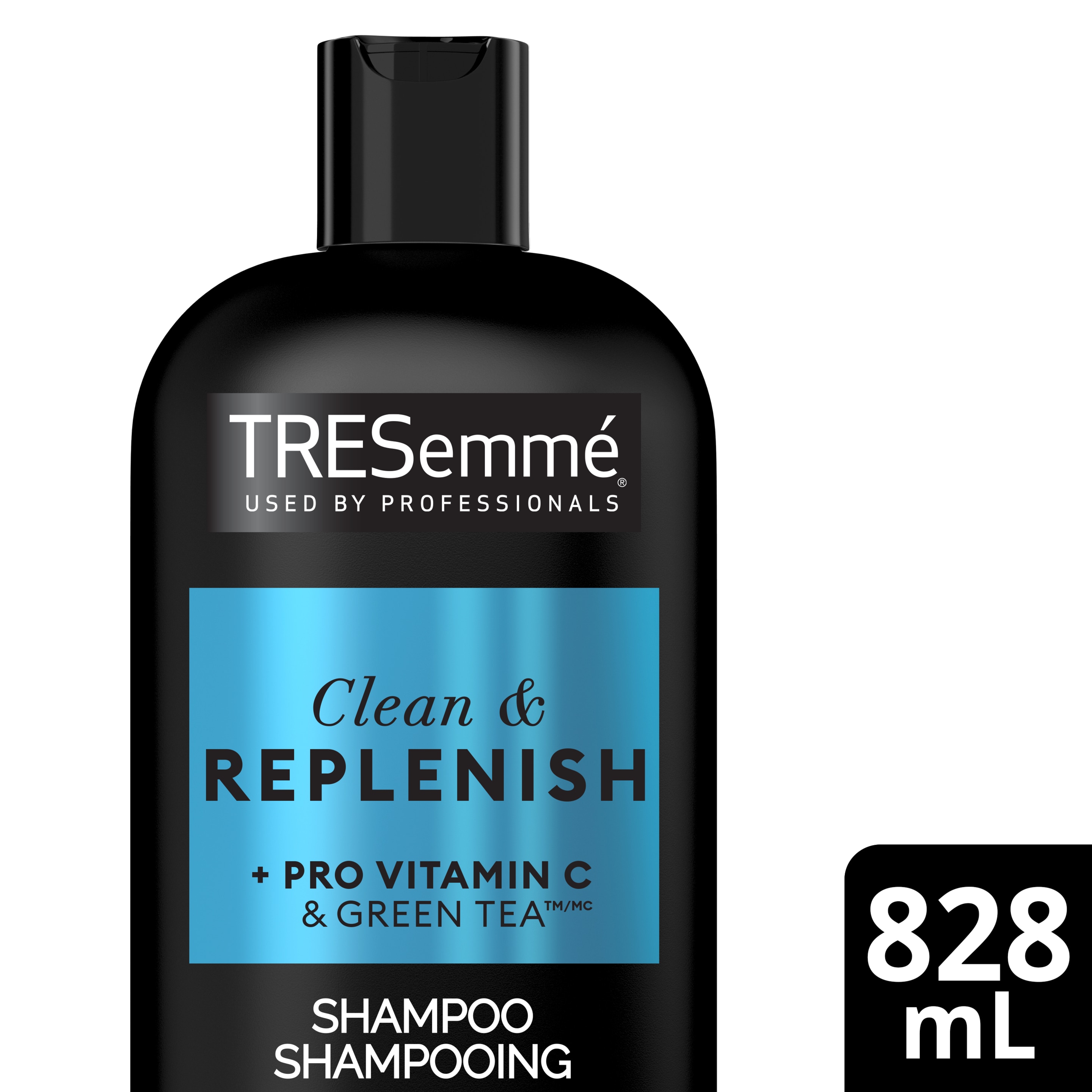Image de l'avant de la bouteille de TRESemmé® Clean & Replenish 3-in-1 de 828 ml
