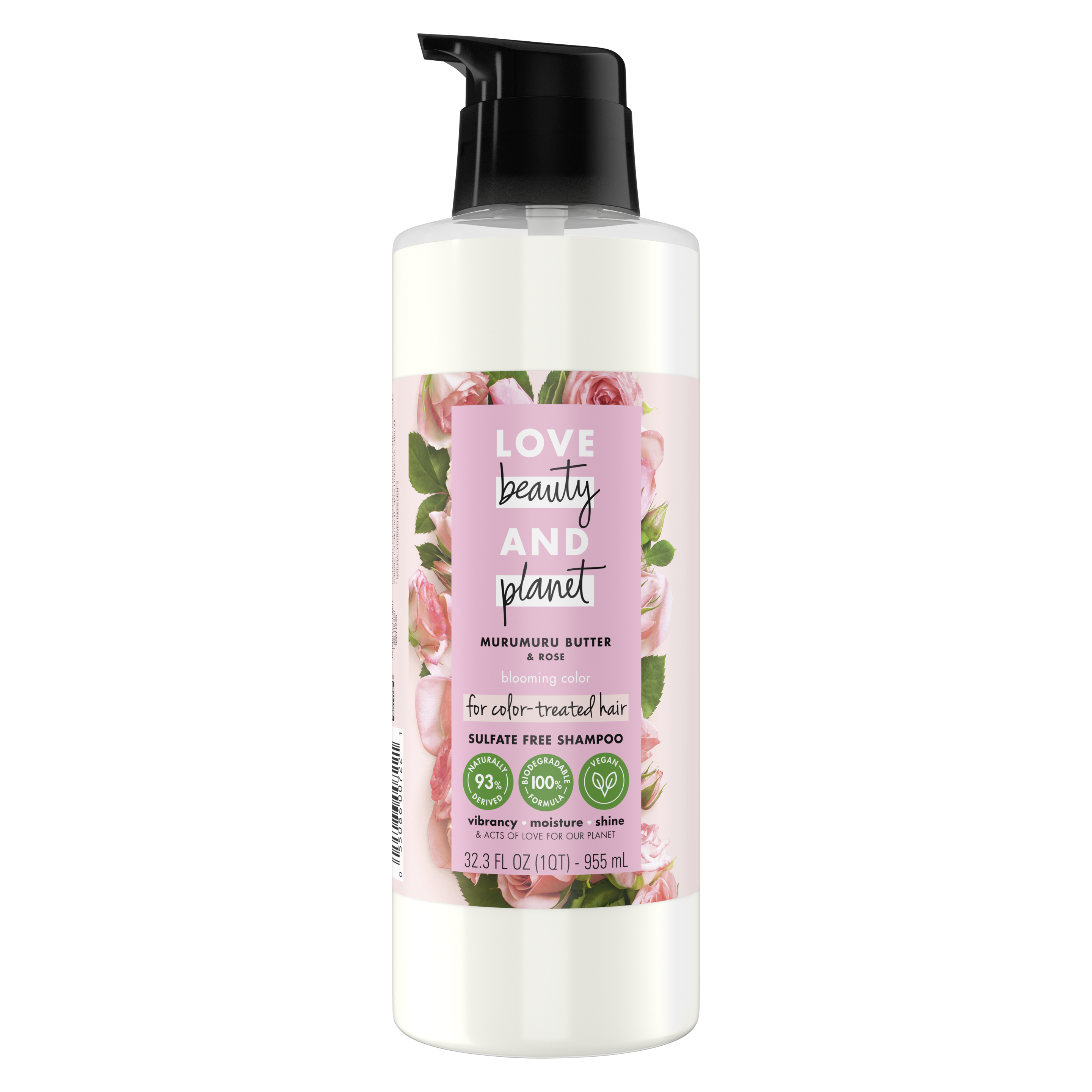 sulfate-free murumuru butter & rose shampoo reusable bottle