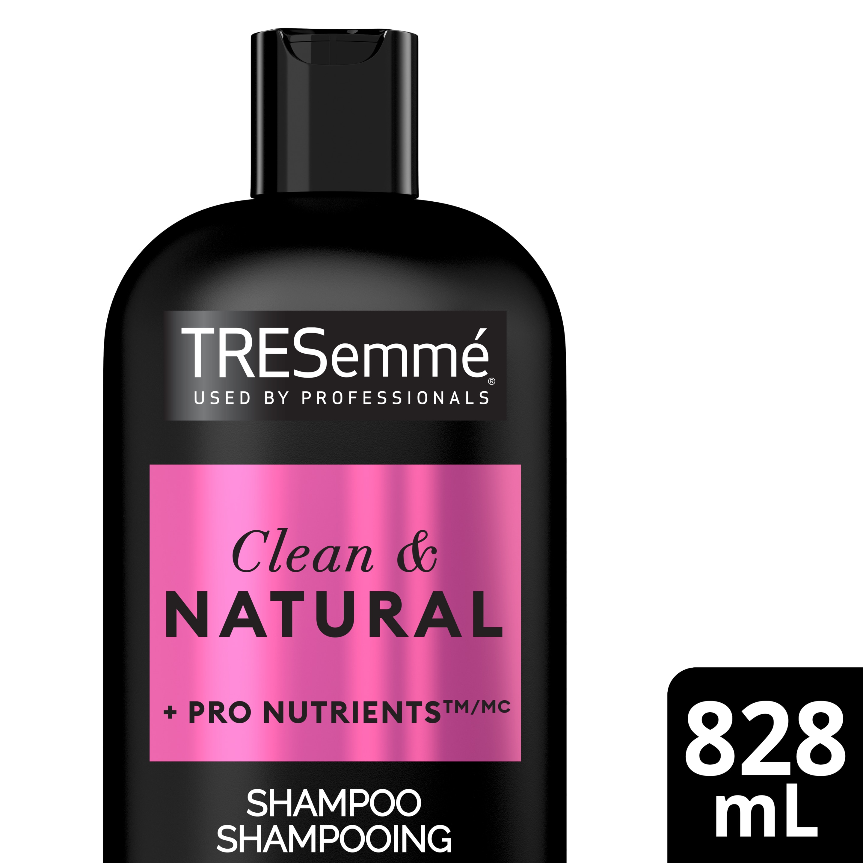 Image de l'avant de la bouteille de TRESemmé® Clean & Natural Shampoo 828 ml