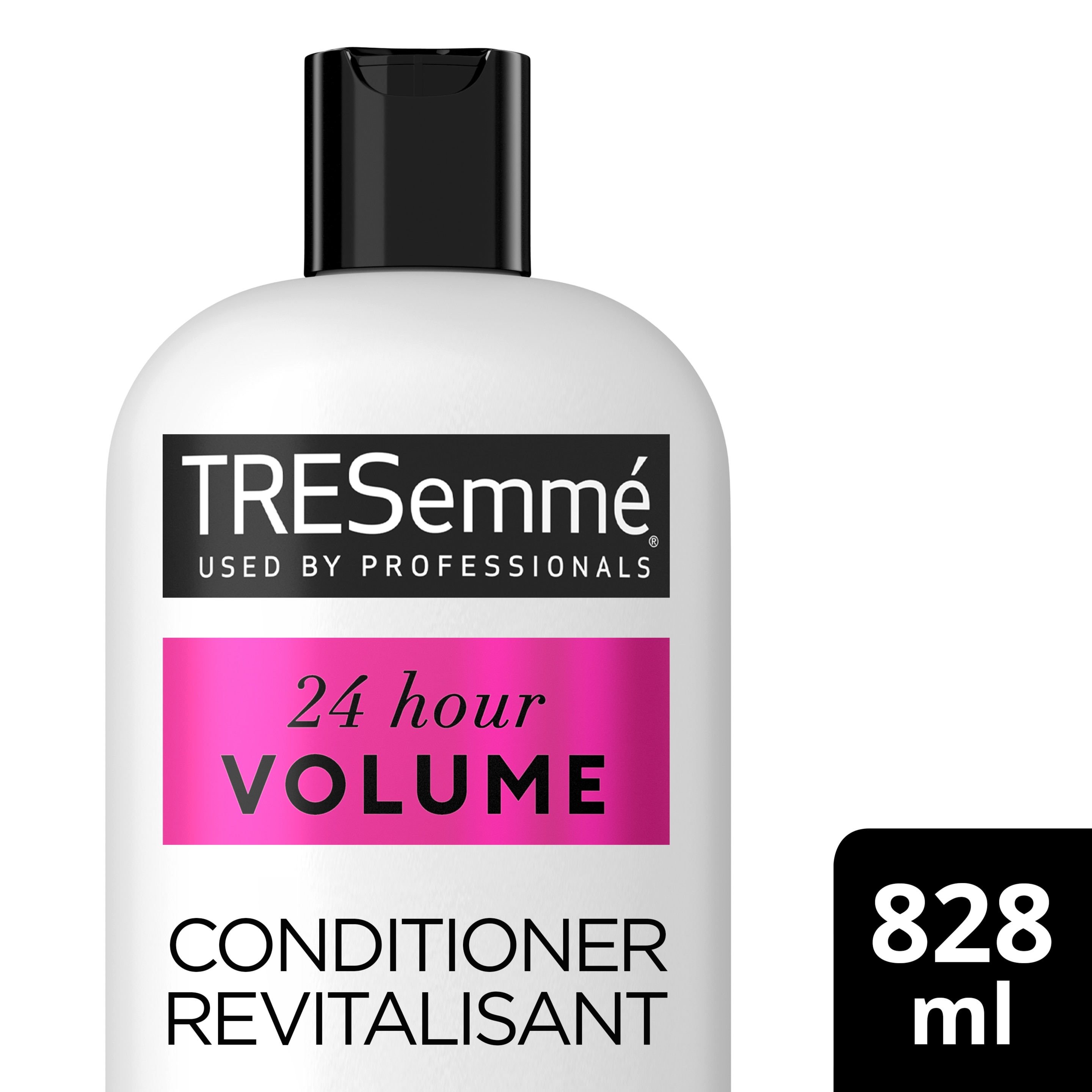 Image de l'avant de la bouteille de TRESemmé® 24 Hour Volume Conditioner de 828 ml