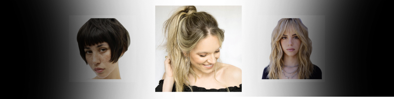 hair styling ponytail with curtain bangs