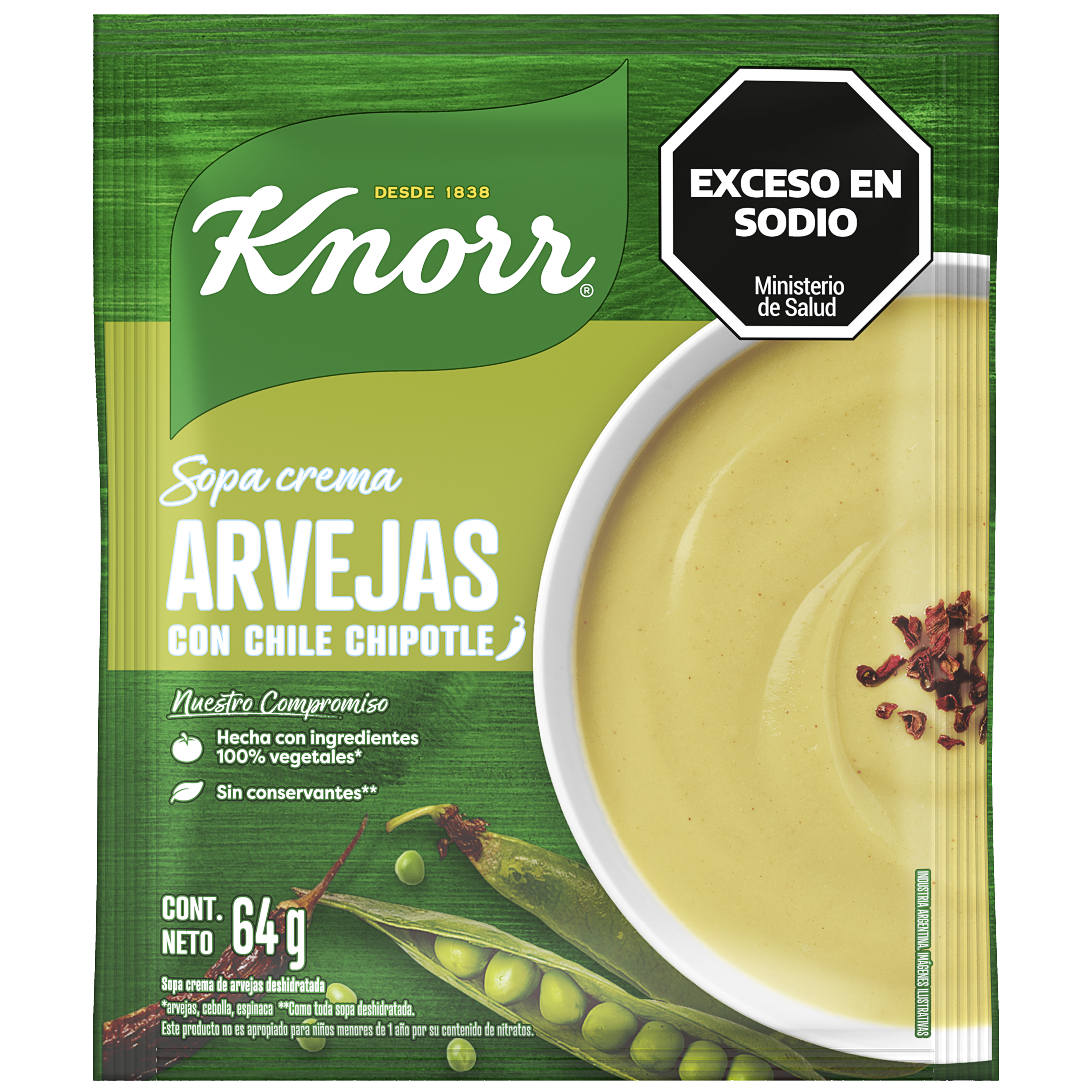 Imagen de envase Sopa Crema de Arvejas con Jamón Knorr
