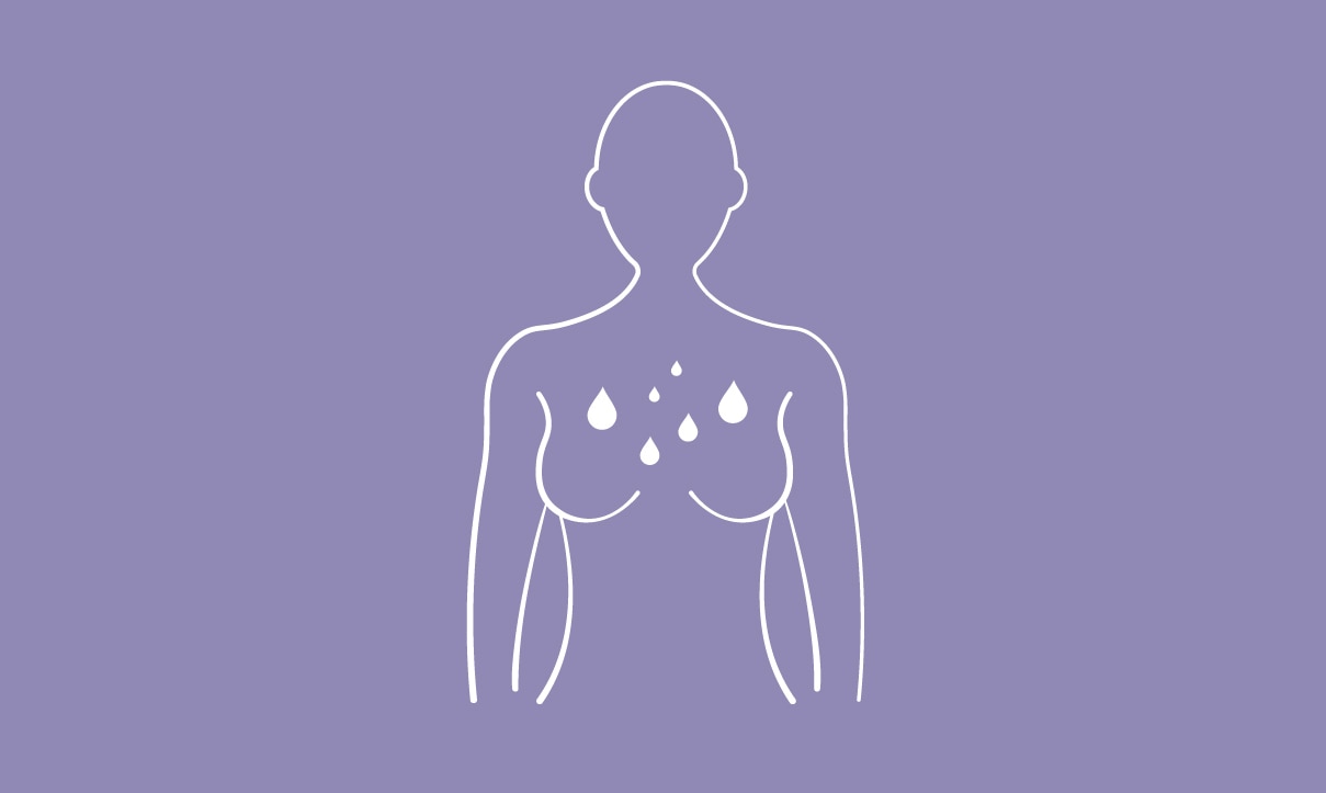 woman sweating on chest and under breasts