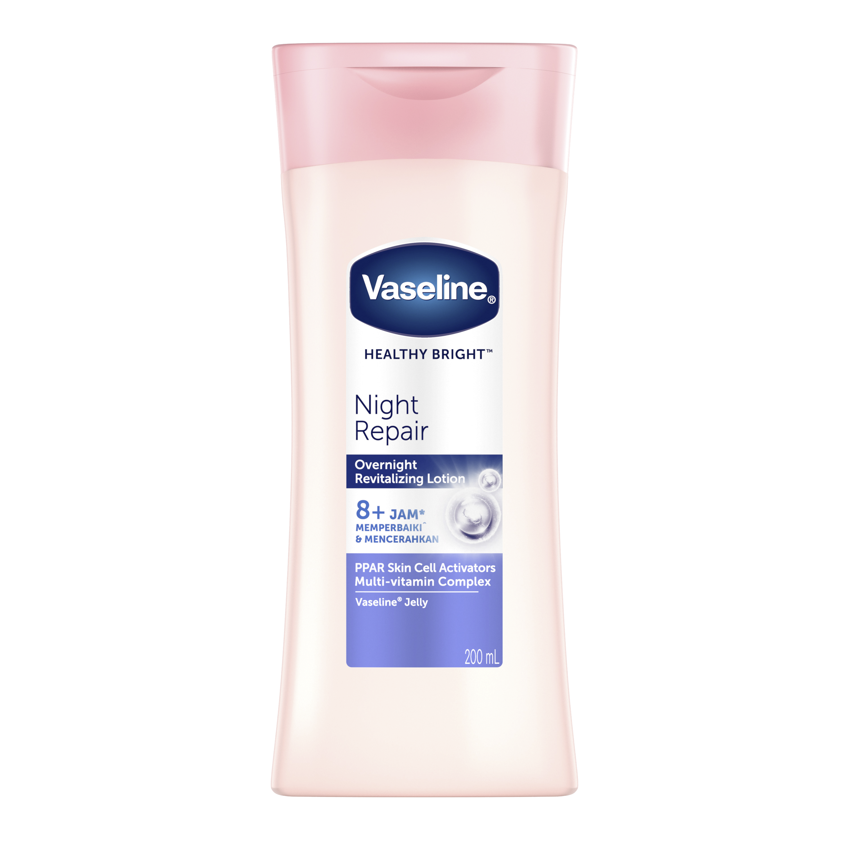 Vaseline HEALTHY BRIGHT BODY LOTION PERAWATAN TUBUH NIGHT REPAIR MENCERAHKAN 8 JAM 200ML packshot