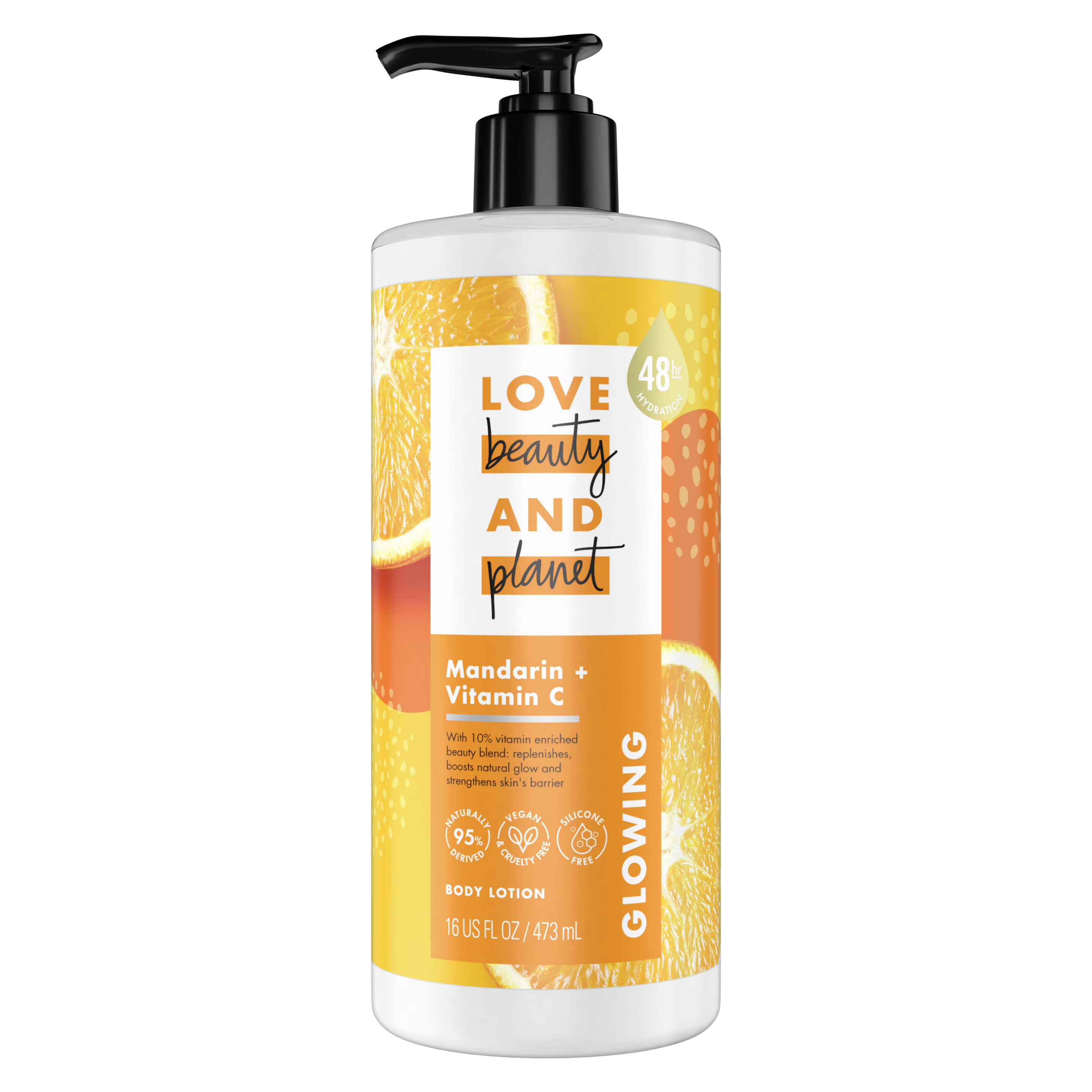 Front of body lotion pack Love Beauty Planet Mandarin Body Lotion