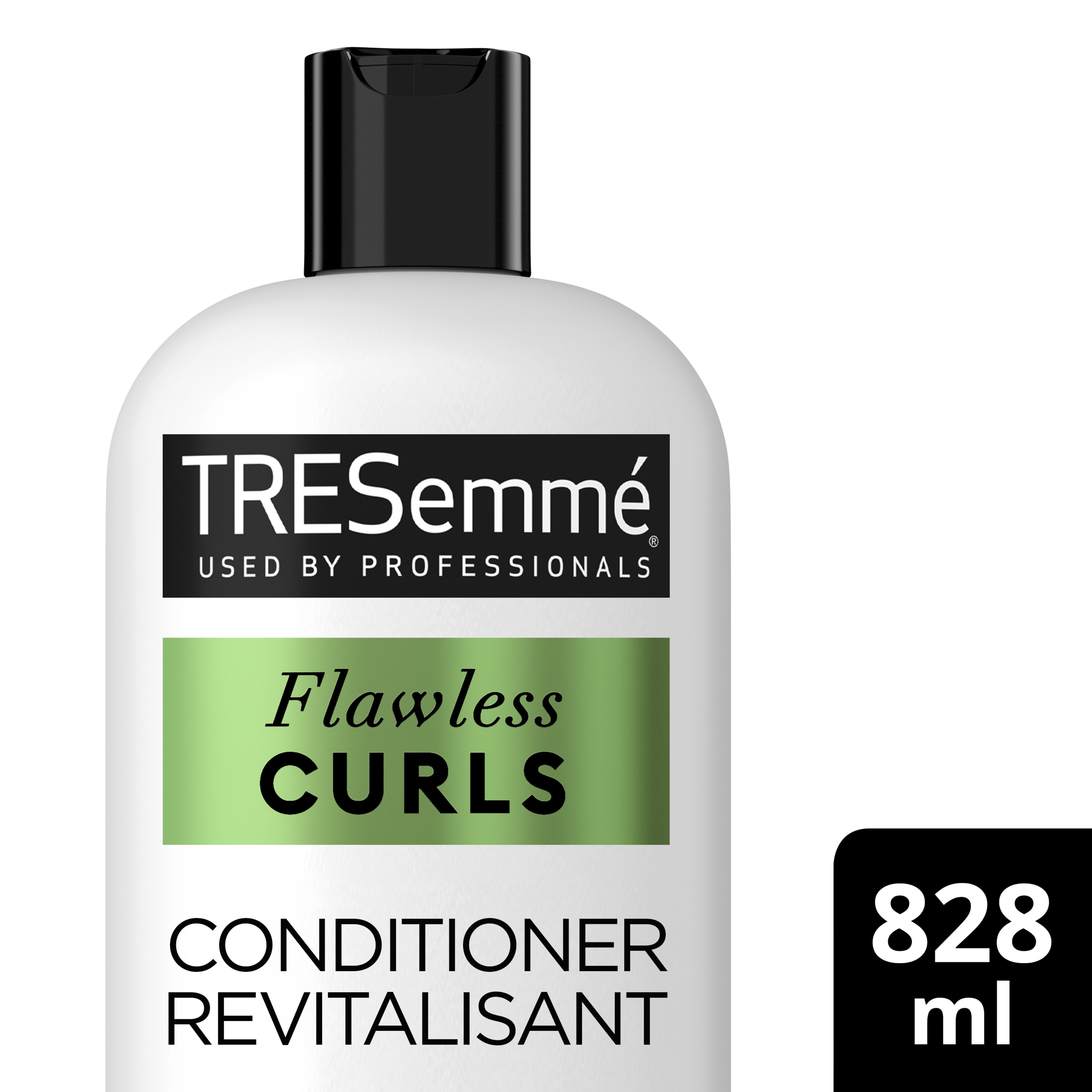 Image de l'avant de la bouteille de TRESemmé®Flawless Curls Conditioner de 828 ml