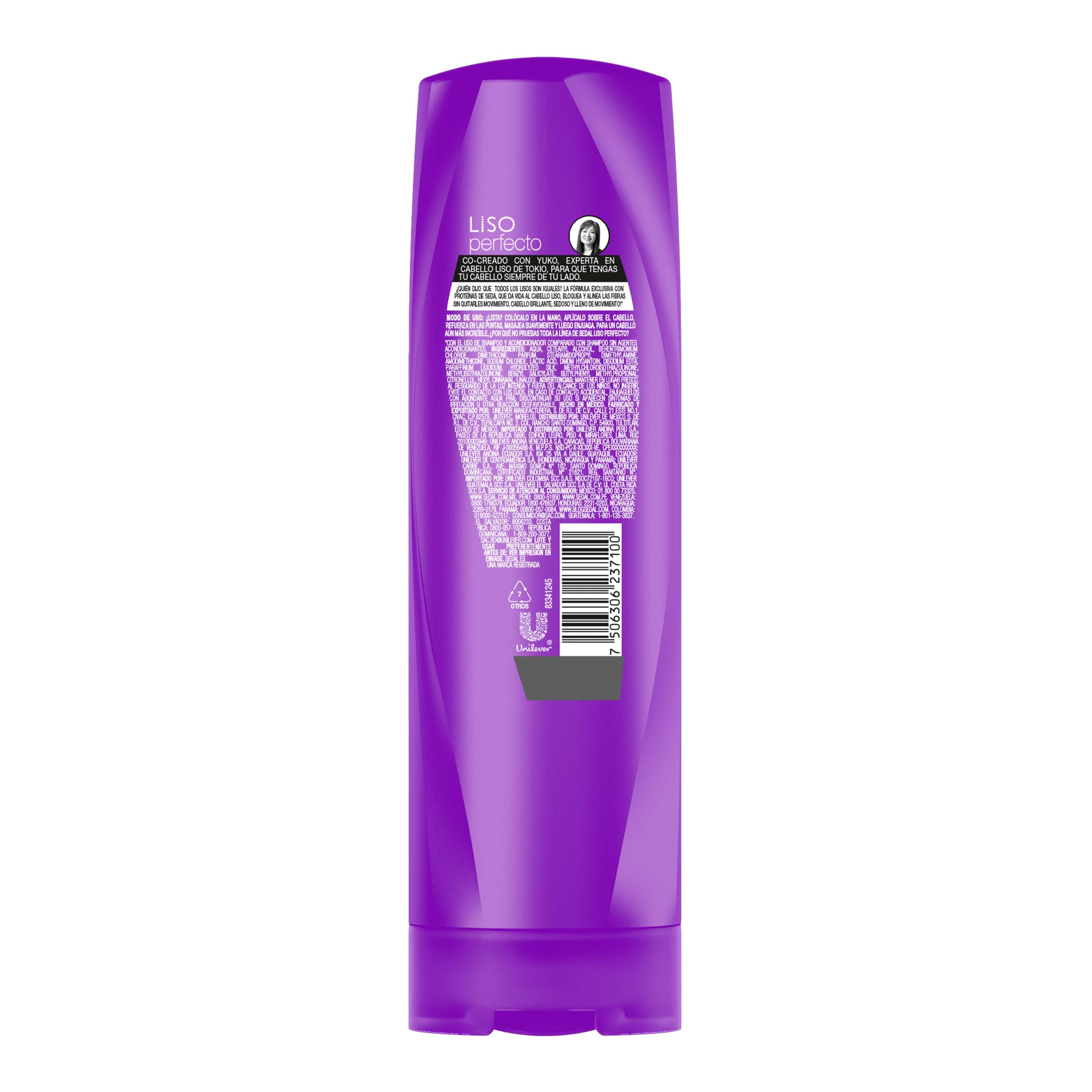 Imagen al parte posterior del paquete Sedal Acondicionador Liso Perfecto 340ml