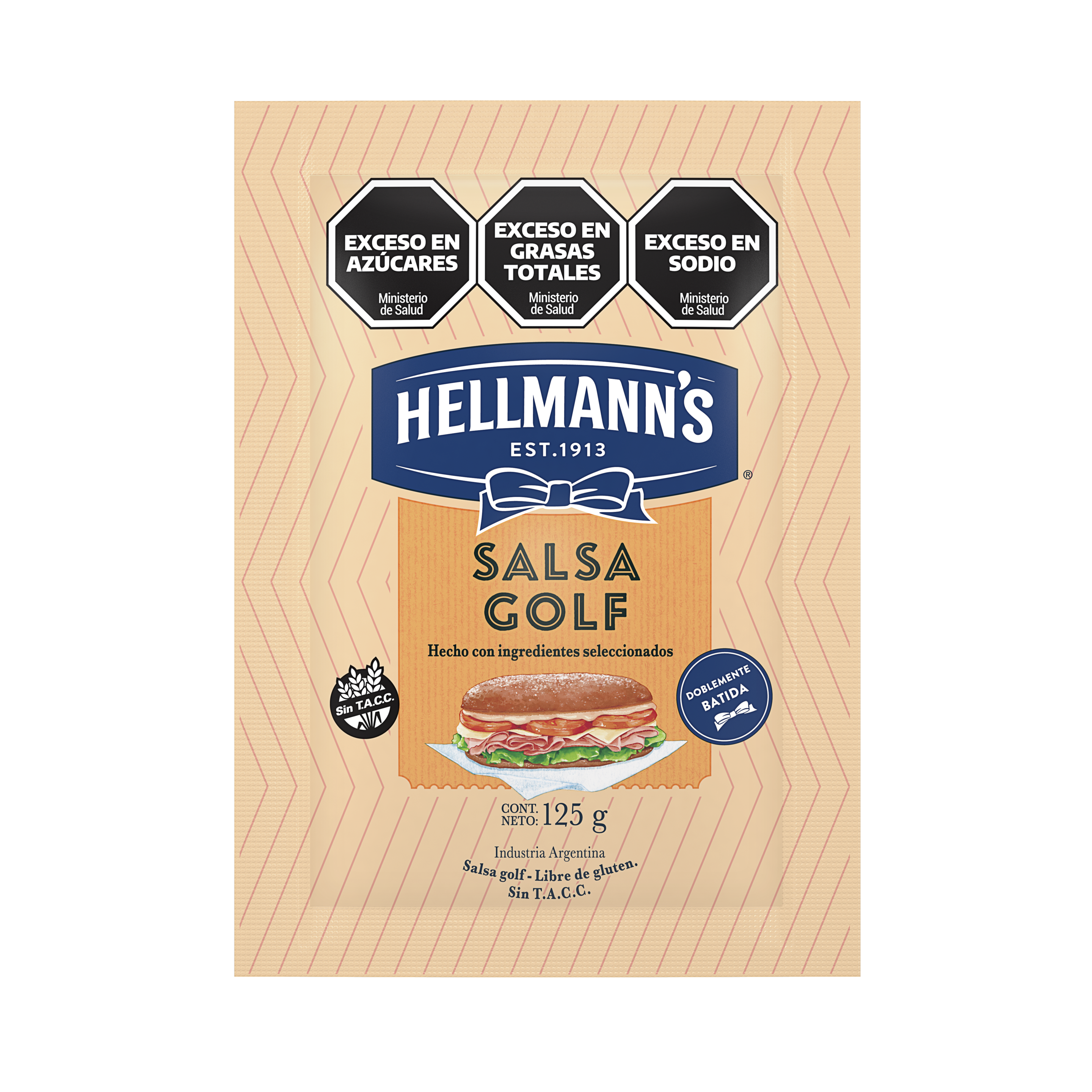 Imagen de envase doypack de salsa golf Hellmann's 125 gramos
