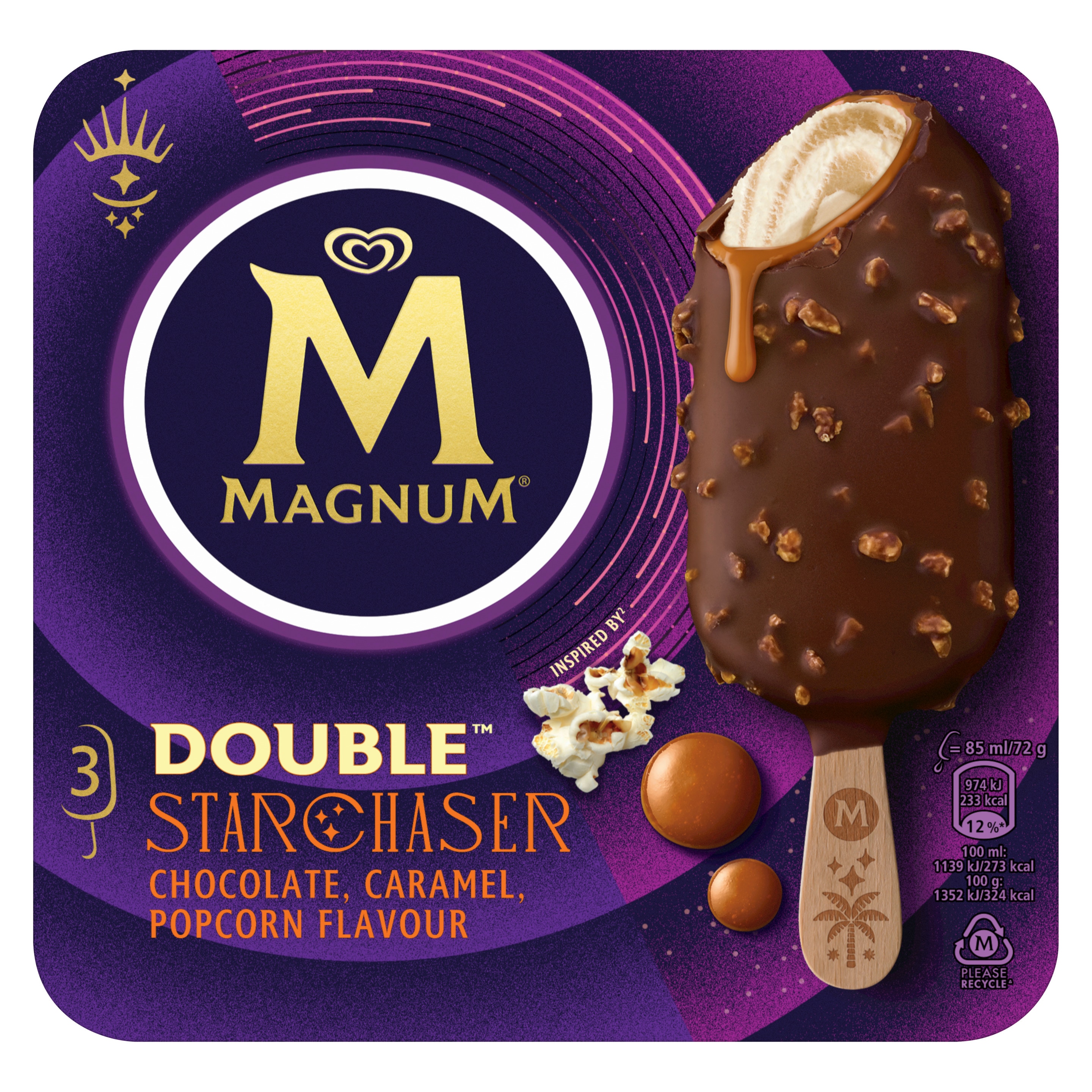 Magnum Double Starchaser Ice Cream 3 x 85ml Front