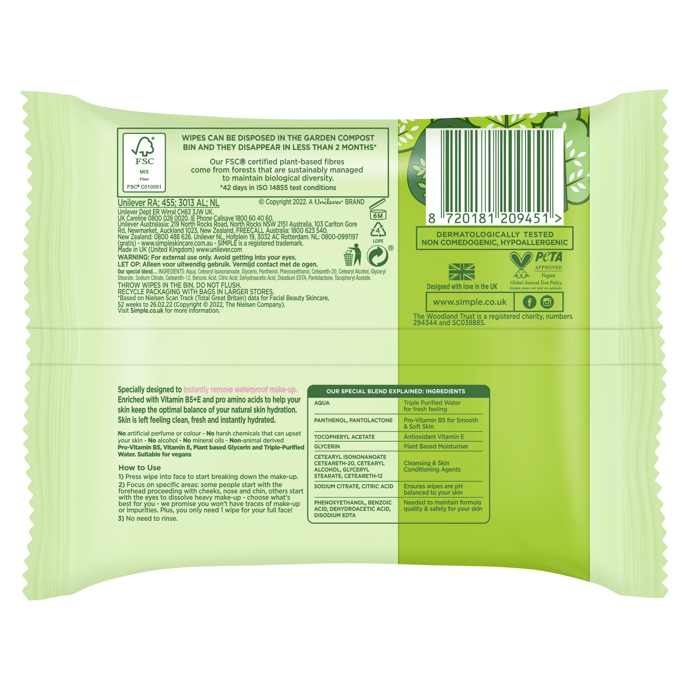 Kind To Skin Biodegradable Cleansing Wipes Twin Pack