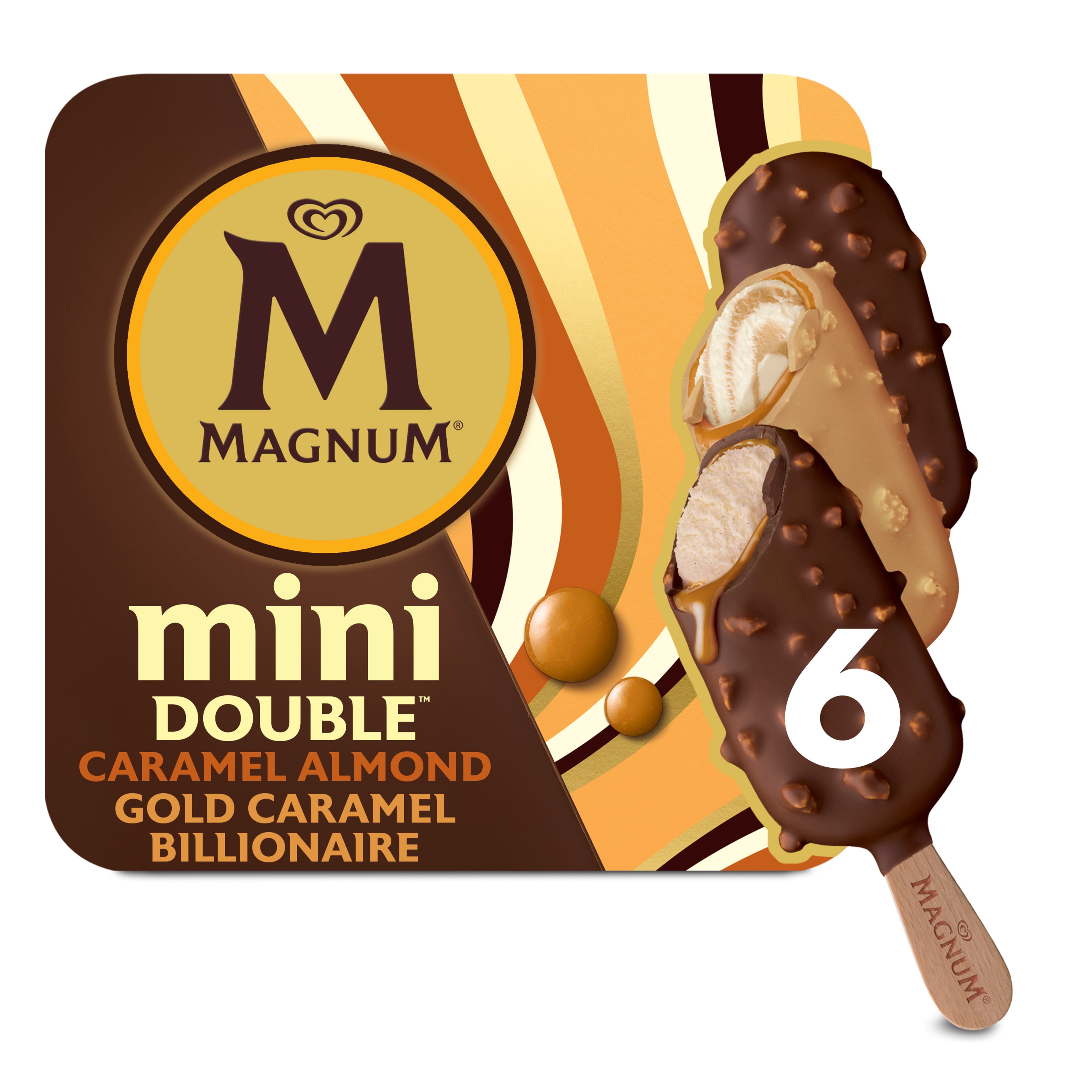 Magnum Mini Double Caramel Almond & Gold Billionaire 6 x 55 ml
