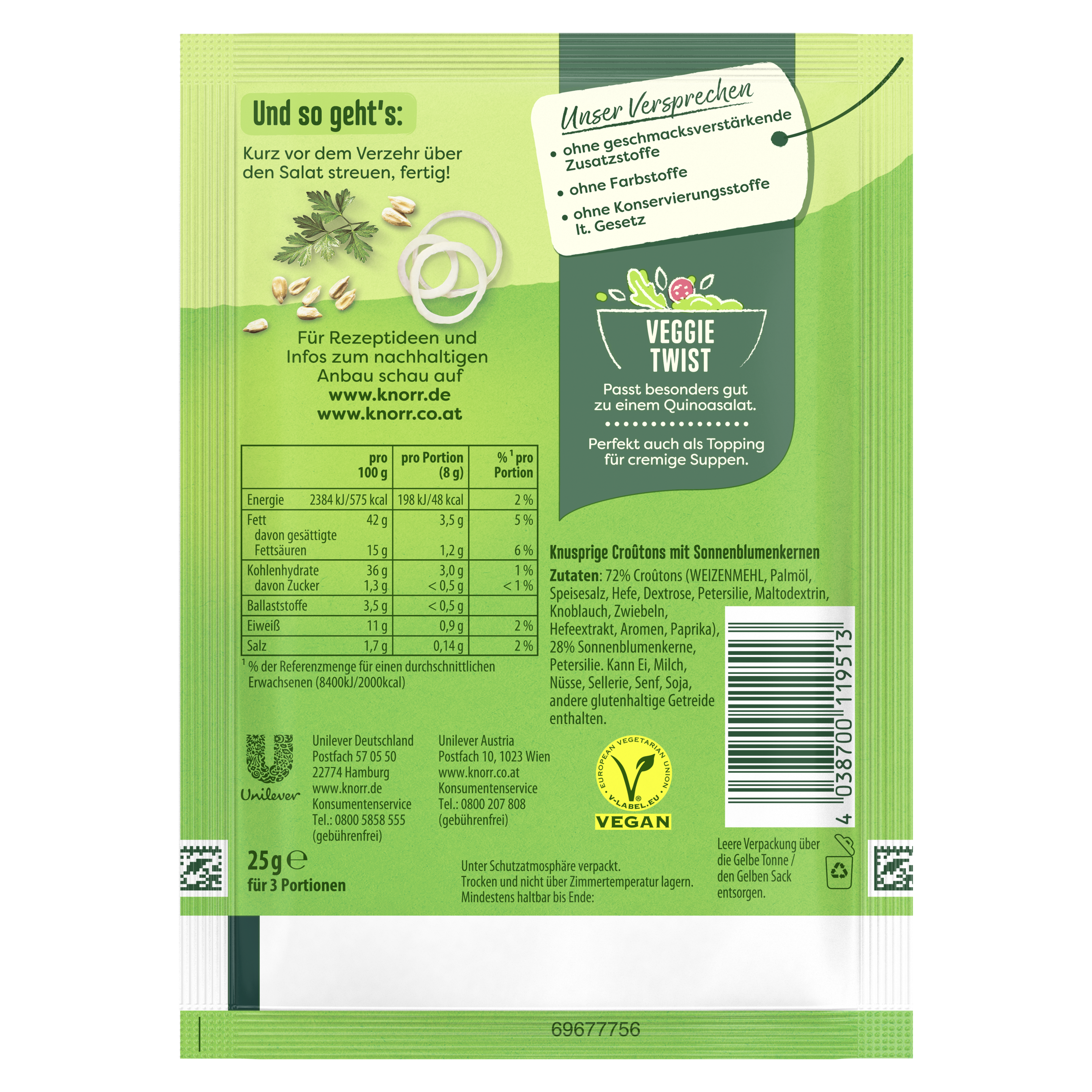 Knorr Salatkrönung Croutinos mit Sonnenblumenkernen 25 g