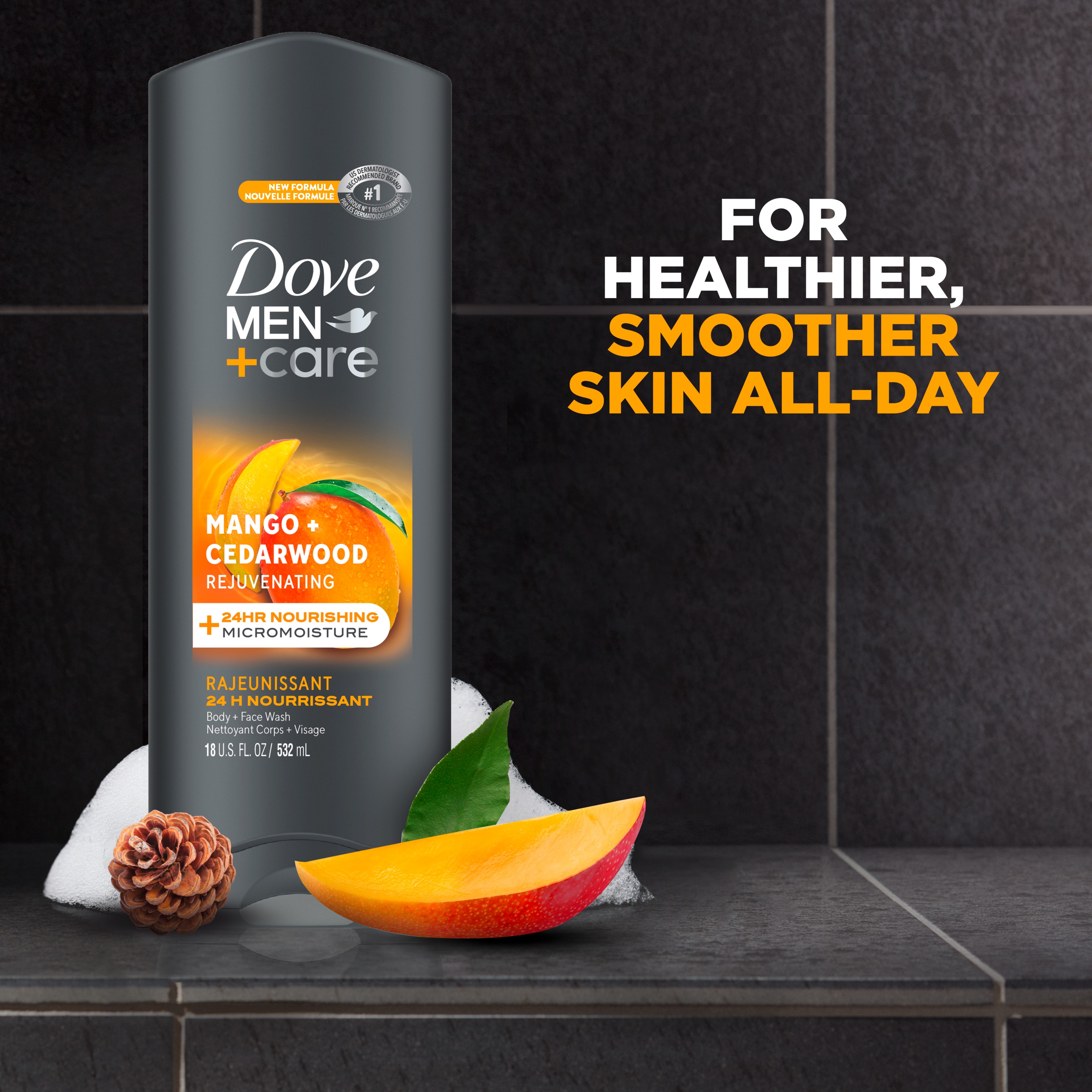 Men+Care Mango + Cedarwood Rejuvenating Body + Face Wash
