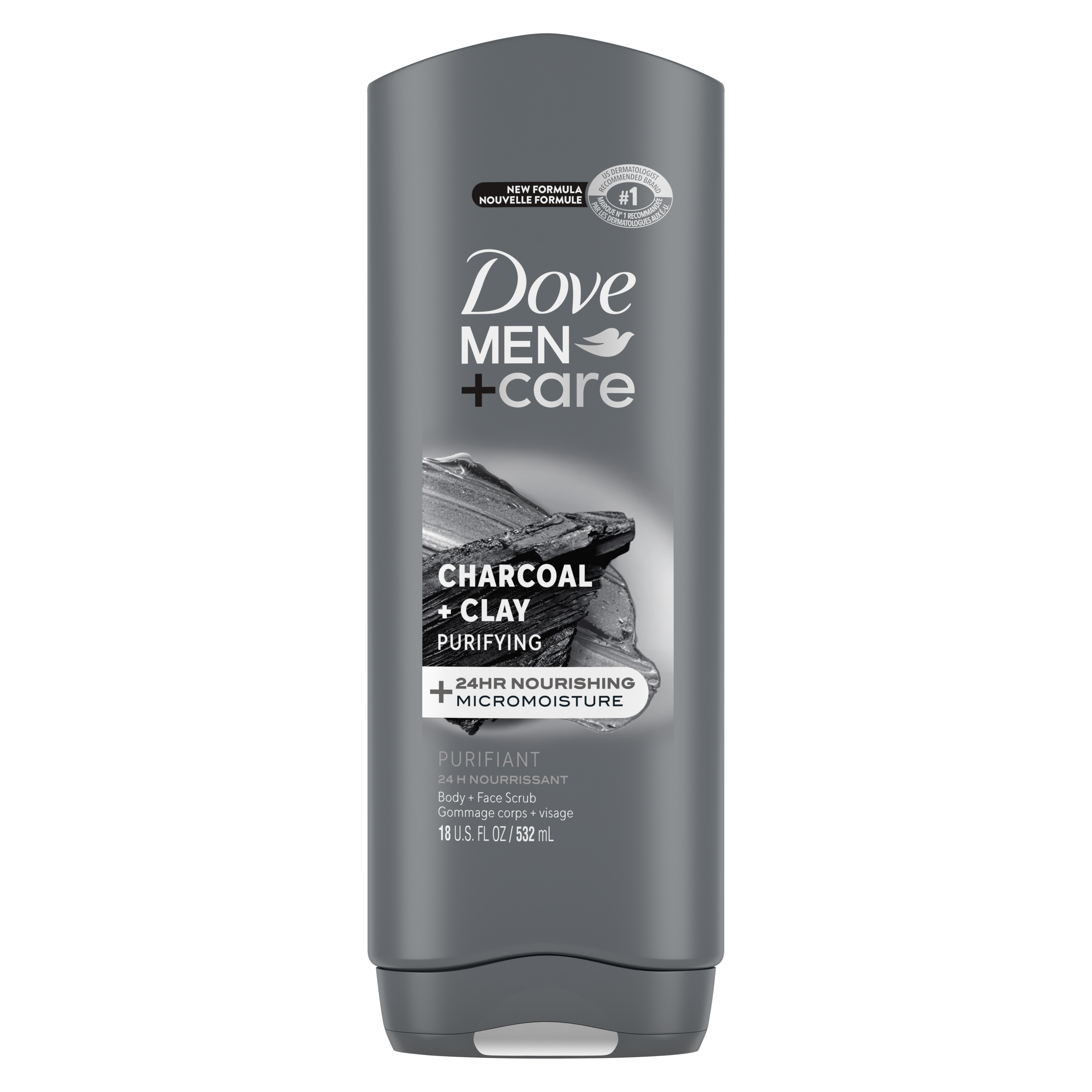 Dove Men+Care Charcoal + Clay Body and Face Bar, 6 ct / 3.75 oz