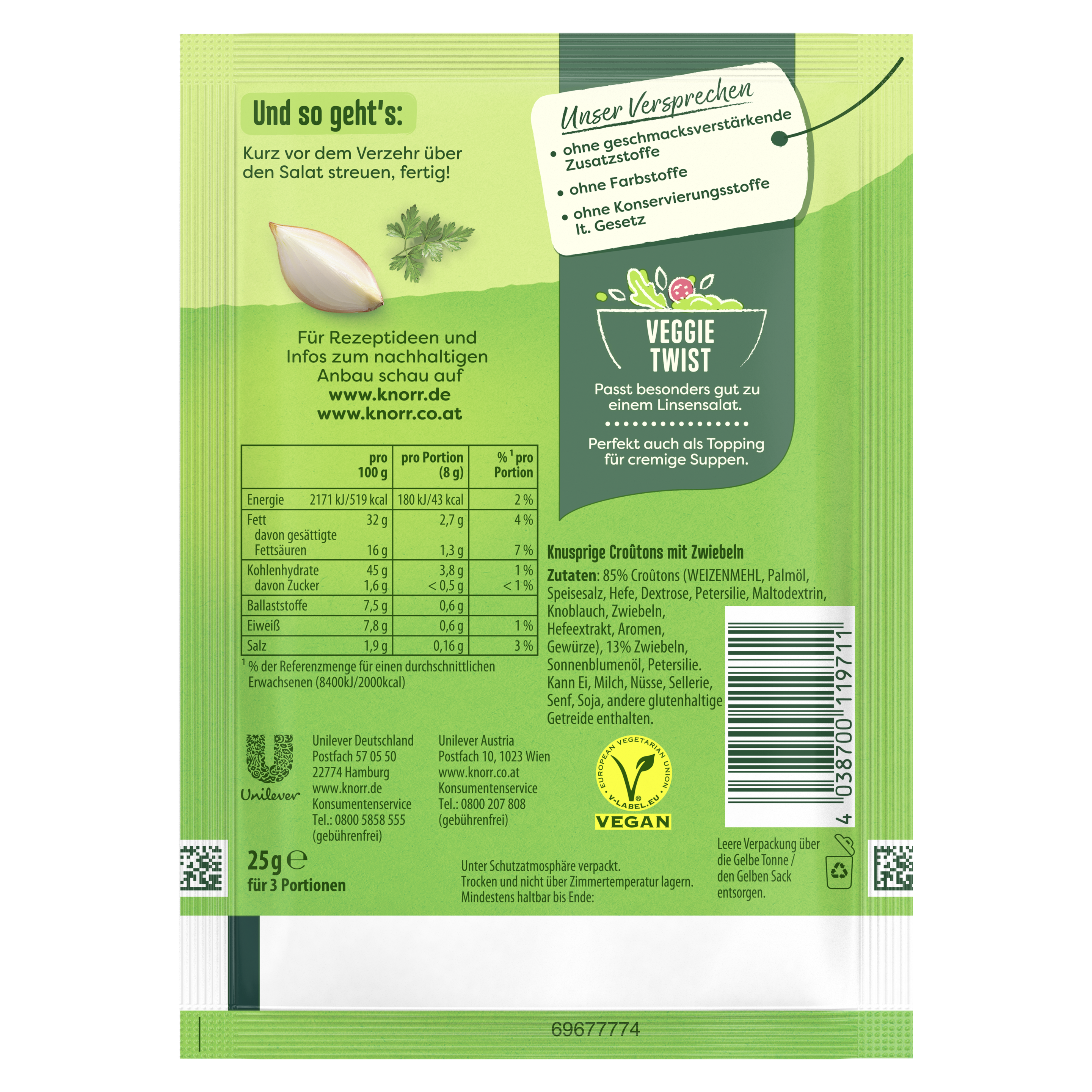 Knorr Salatkrönung Croutinos mit Zwiebeln Croutinos 3 Portionen