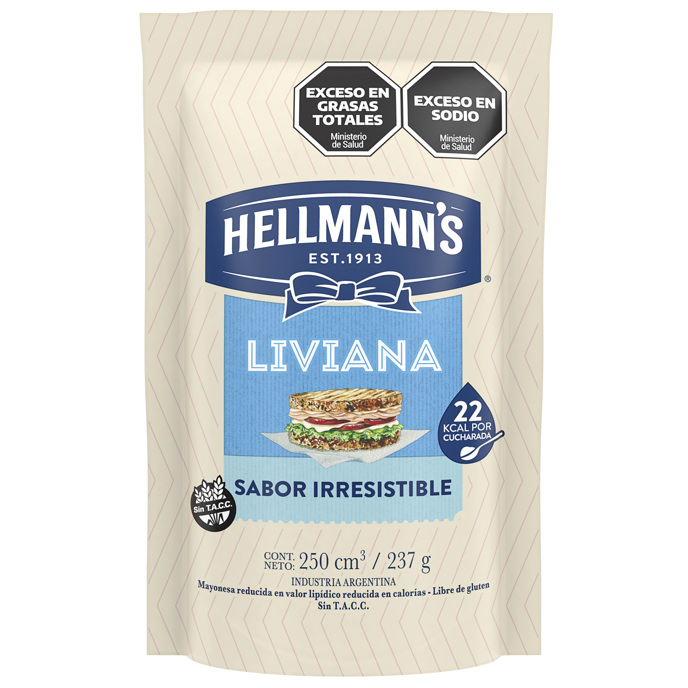 Envase Squeeze de mayonesa liviana Hellmann´s con menos calorías