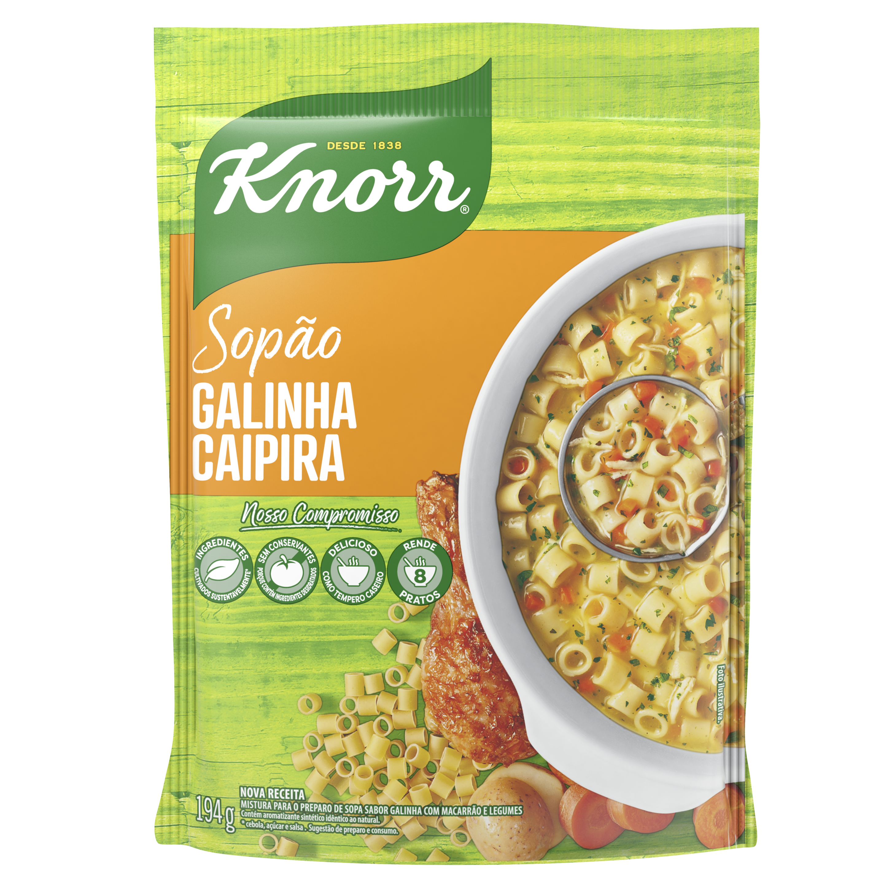 Sopão Knorr Galinha Caipira com mais Macarrão