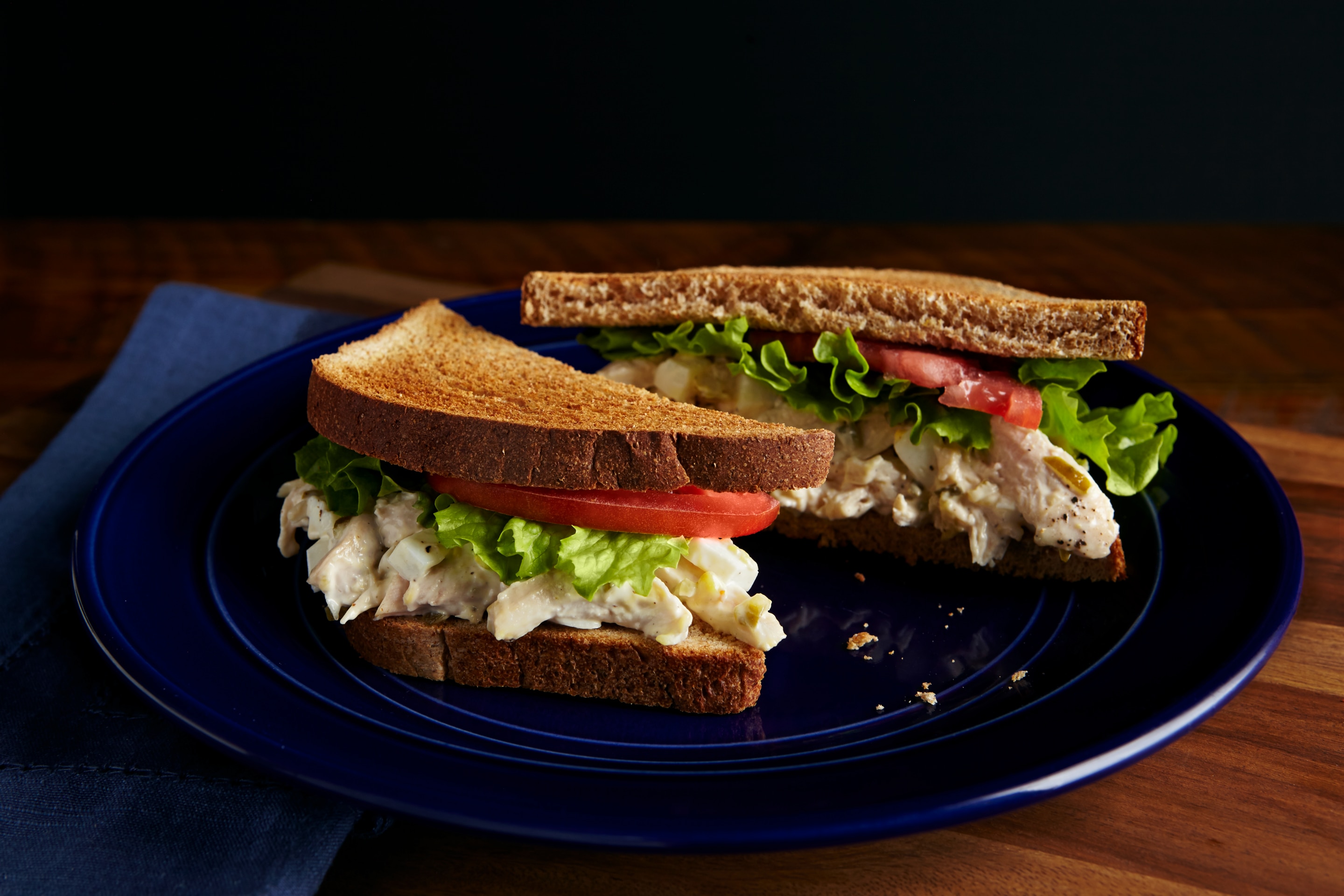 chicken salad sandwich with whole wheat bread